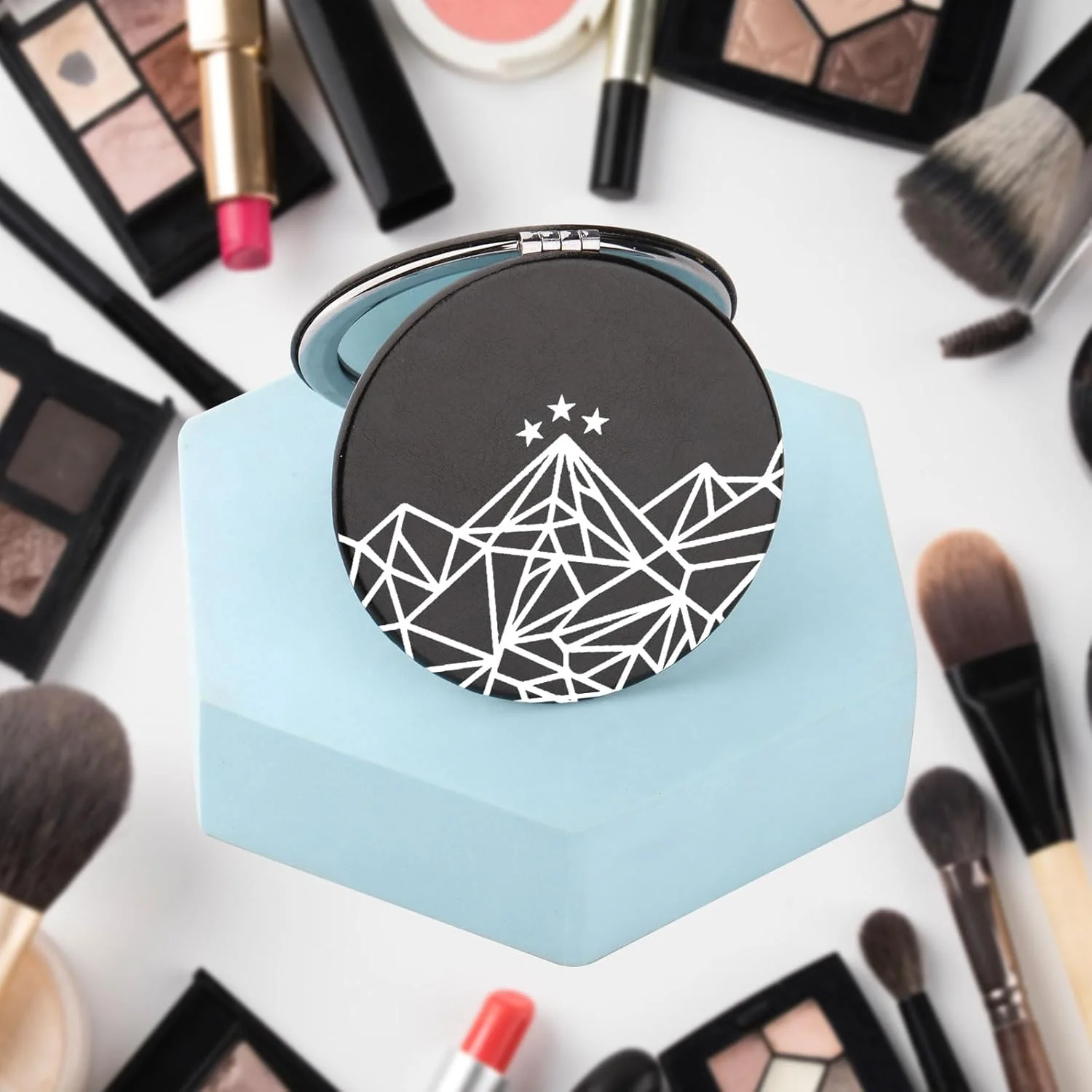 آینه جیبی سیرا مدل Velaris City of Starlight، گرد بدون قاب از جنس پلی یورتان (PU)، قطر 7 سانتیمتر، بزرگنمایی 2 برابر، قابل استفاده رومیزی، هدیه ای عالی