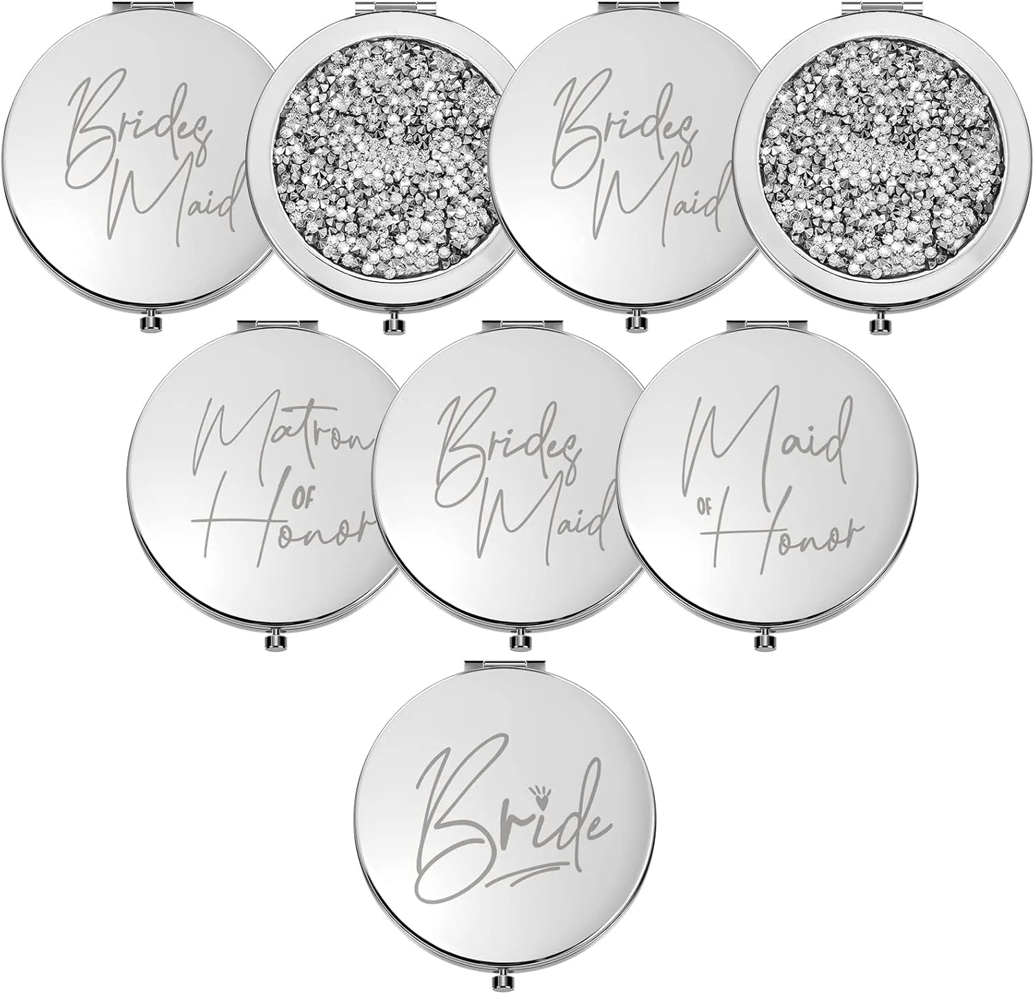 آینه آرایشی رووست، 8 عددی، مناسب ساقدوش عروس، هدیه عروس و ساقدوش، آینه جیبی تاشو با بزرگنمایی، مناسب هدیه جشن عروسی (نقره ای، سفید) آینه آرایشی رووست، 8 عددی، مناسب ساقدوش عروس، هدیه عروس و ساقدوش، آینه جیبی تاشو با بزرگنمایی، مناسب هدیه جشن عروسی (نقره ای، سفید)