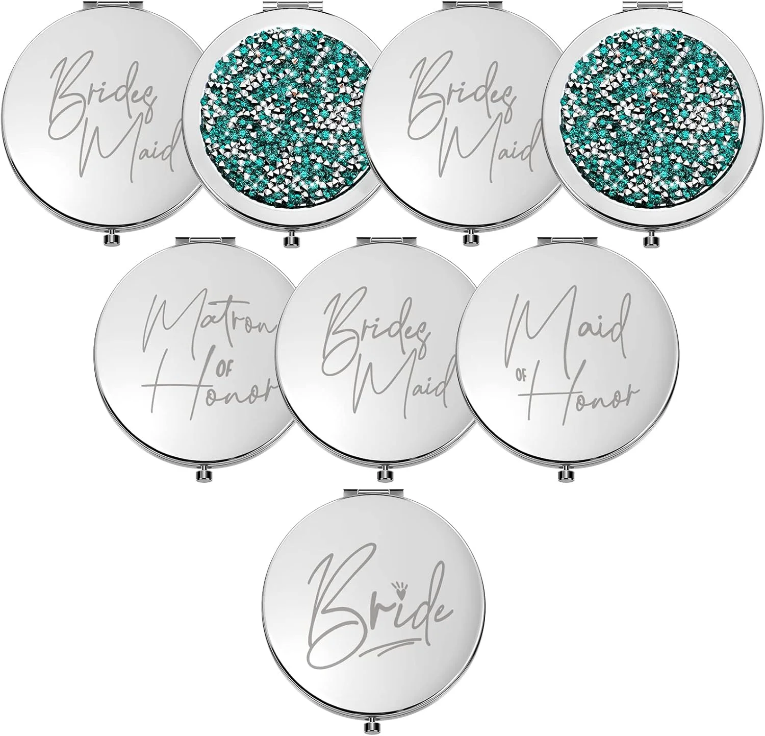 ست هدیه پیشنهاد ساقدوش Roowest شامل 8 عدد آینه جیبی دو طرفه با بزرگنمایی برای کیف دستی، مناسب هدیه عروسی و مهمانی (نقره ای، سبز) ست هدیه پیشنهاد ساقدوش Roowest شامل 8 عدد آینه جیبی دو طرفه با بزرگنمایی برای کیف دستی، مناسب هدیه عروسی و مهمانی (نقره ای، سبز)