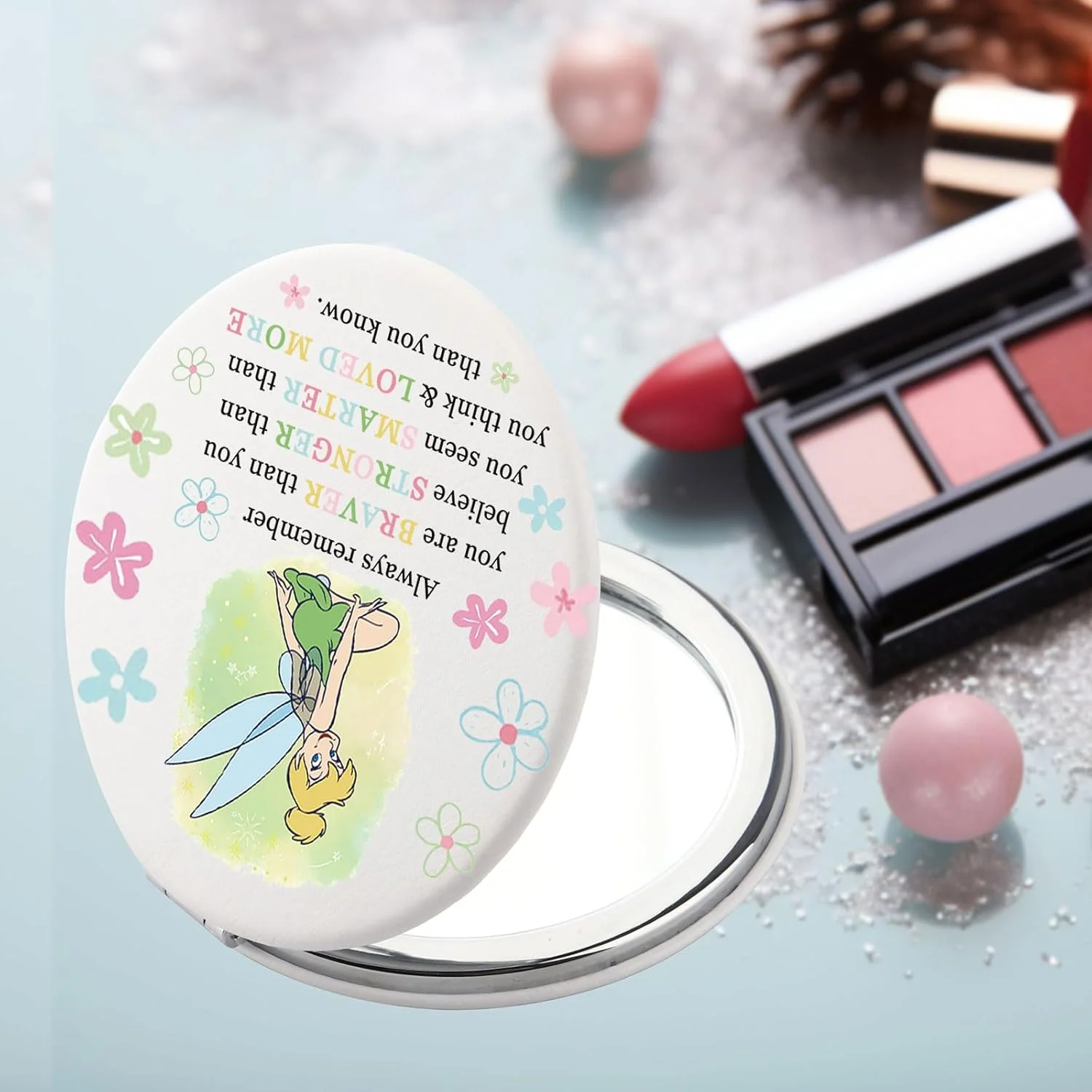 آینه جیبی سیرا تینکربل، هدیه ای پری وار، آینه جمع و جور تینکربل، هدیه تینکربل برای زنان، کالاهای تینکربل (شاهزاده خانم روح)