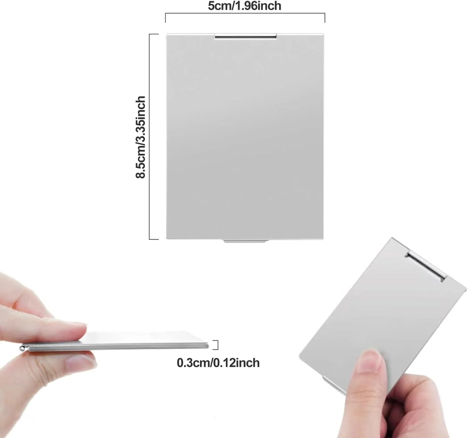 آینه مسافرتی Redamancy، 2 عدد آینه تاشو قابل حمل، آینه جیبی، آینه کوچک، آینه جمع و جور، برای مسافرت، کمپینگ، خانه، 8.5x5 سانتی متر (3.35 * 1.96 اینچ)