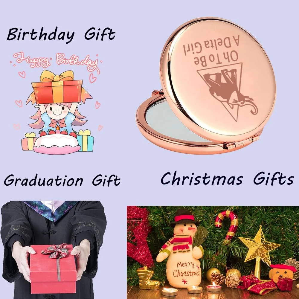 آینه جیبی SEIRAA Delta Elephant، آینه آرایشی خواهرانه انجمن یونانی، هدیه ای برای دختران انجمن (آینه آرایشی خواهرانه انجمن)