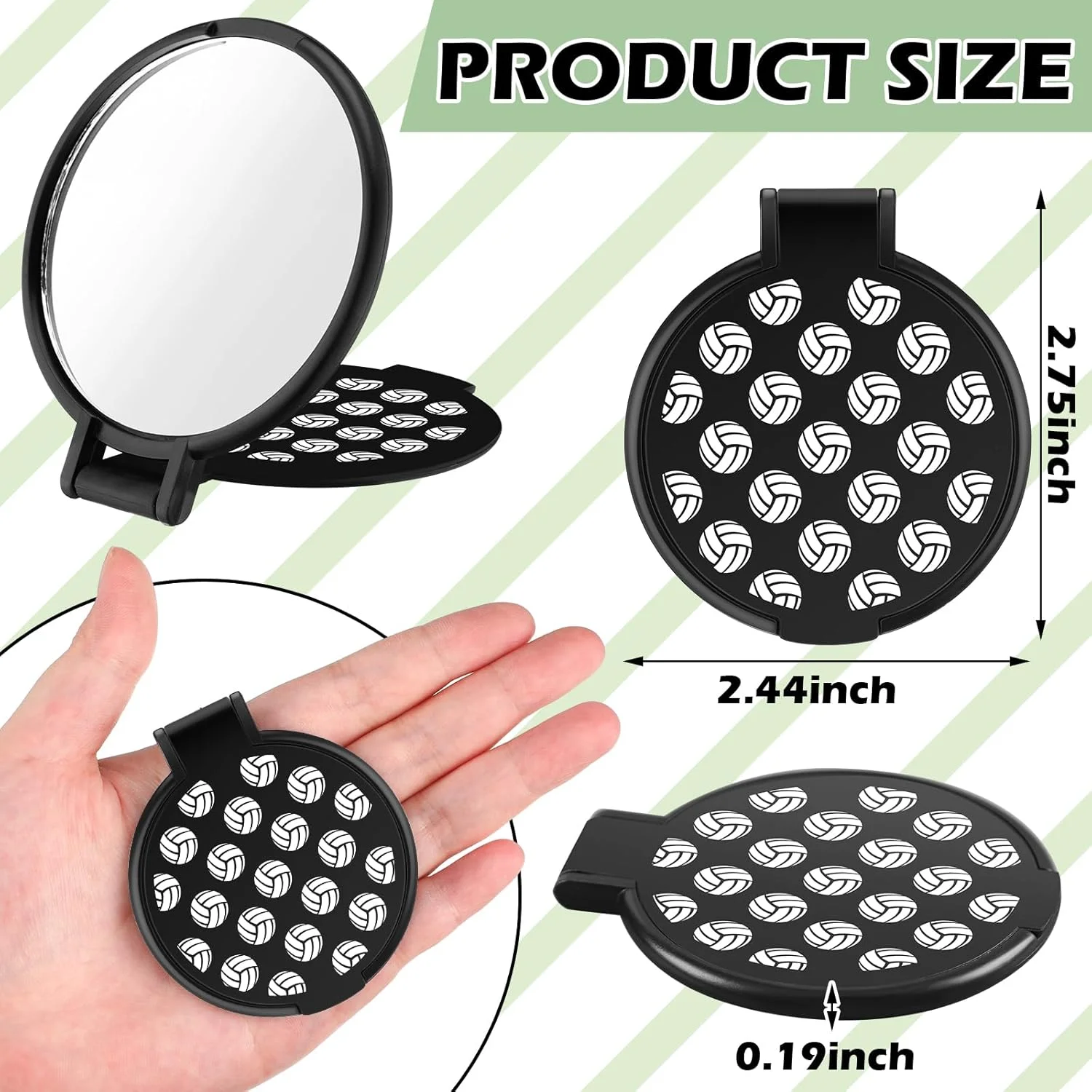 آینه جیبی والیبال RattanView، 24 عدد، هدیه والیبال، لوازم مهمانی ورزشی، 2.75 اینچ، آینه کیف دستی برای آرایش زنان و دختران، آینه کوچک تاشو برای لوازم جانبی تیم والیبال آینه جیبی والیبال RattanView، 24 عدد، هدیه والیبال، لوازم مهمانی ورزشی، 2.75 اینچ، آینه کیف دستی برای آرایش زنان و دختران، آینه کوچک تاشو برای لوازم جانبی تیم والیبال