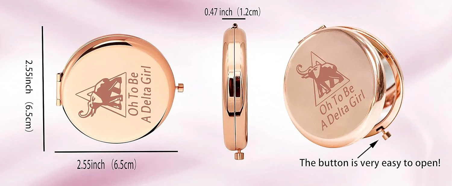 آینه جیبی SEIRAA Delta Elephant، آینه آرایشی خواهرانه انجمن یونانی، هدیه ای برای دختران انجمن (آینه آرایشی خواهرانه انجمن)