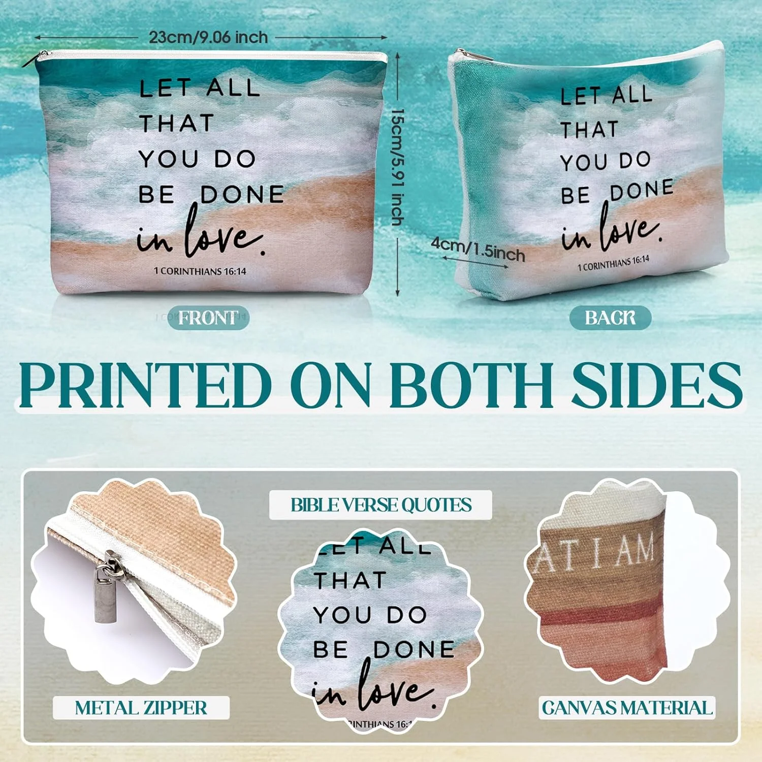 Reginary 10 Sets Christian Gifts for Women Include 10 Religious Canvas Makeup Bags with 10 Bible Verse Compact Mirrors Christmas Inspirational Birthday Gifts for Mom(Bright Colors,Abstract Style)