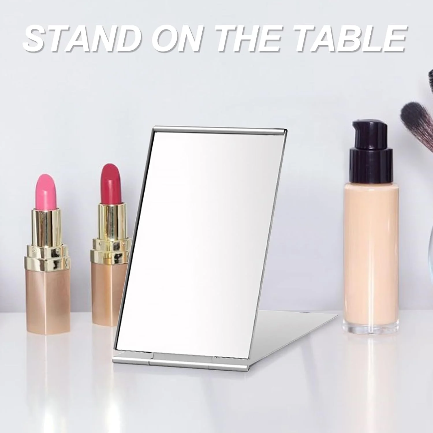 آینه مسافرتی Redamancy، 2 عدد آینه تاشو قابل حمل، آینه جیبی، آینه کوچک، آینه جمع و جور، برای مسافرت، کمپینگ، خانه، 8.5x5 سانتی متر (3.35 * 1.96 اینچ)