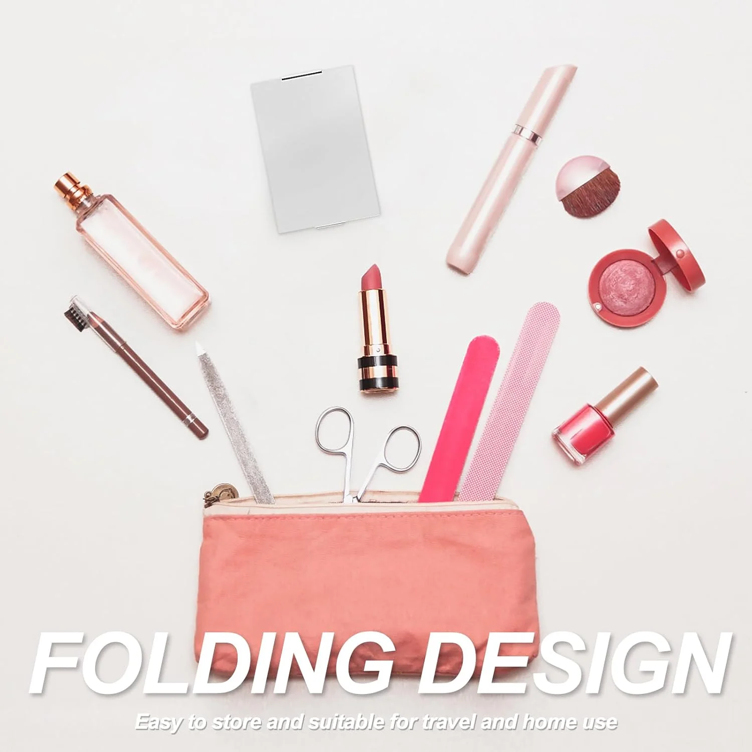 آینه مسافرتی Redamancy، 2 عدد آینه تاشو قابل حمل، آینه جیبی، آینه کوچک، آینه جمع و جور، برای مسافرت، کمپینگ، خانه، 8.5x5 سانتی متر (3.35 * 1.96 اینچ)