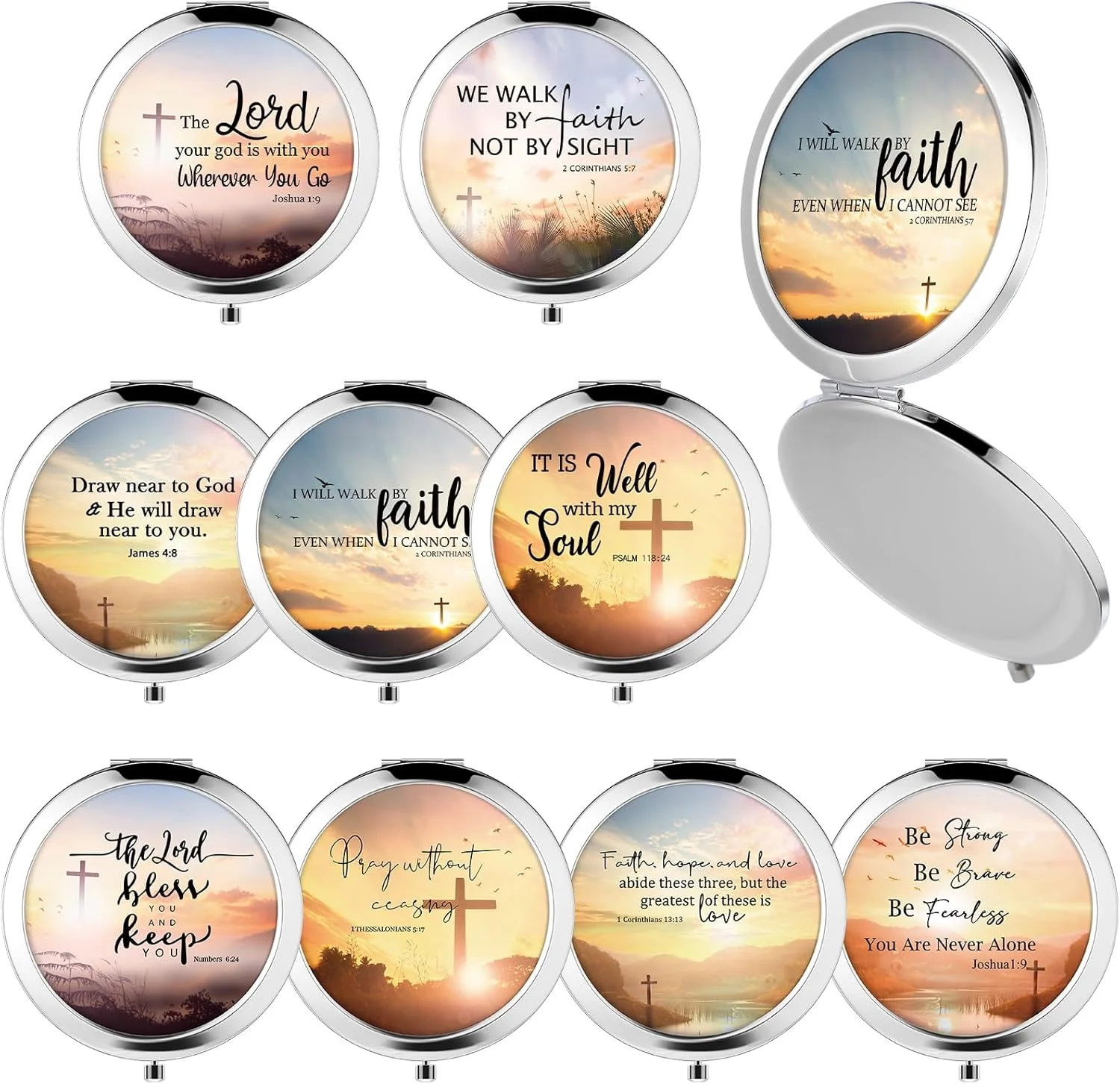 RattanView 9 Pcs Christian Compact Mirrors Gifts for Women Religious Pocket Mirror with Bible Verse Scripture Quote Inspirational Gifts for Coworkers Teacher Employees Travel Purse Makeup Mirror RattanView 9 Pcs Christian Compact Mirrors Gifts for Women Religious Pocket Mirror with Bible Verse Scripture Quote Inspirational Gifts for Coworkers Teacher Employees Travel Purse Makeup Mirror