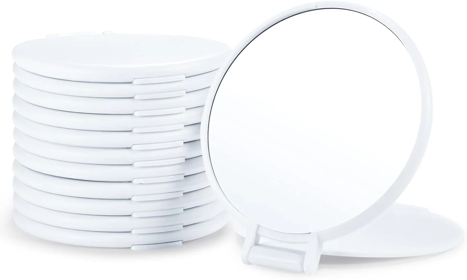 آینه آرایشی گرد فشرده Qislee، مناسب کیف دستی، بسته 12 عددی (سفید)