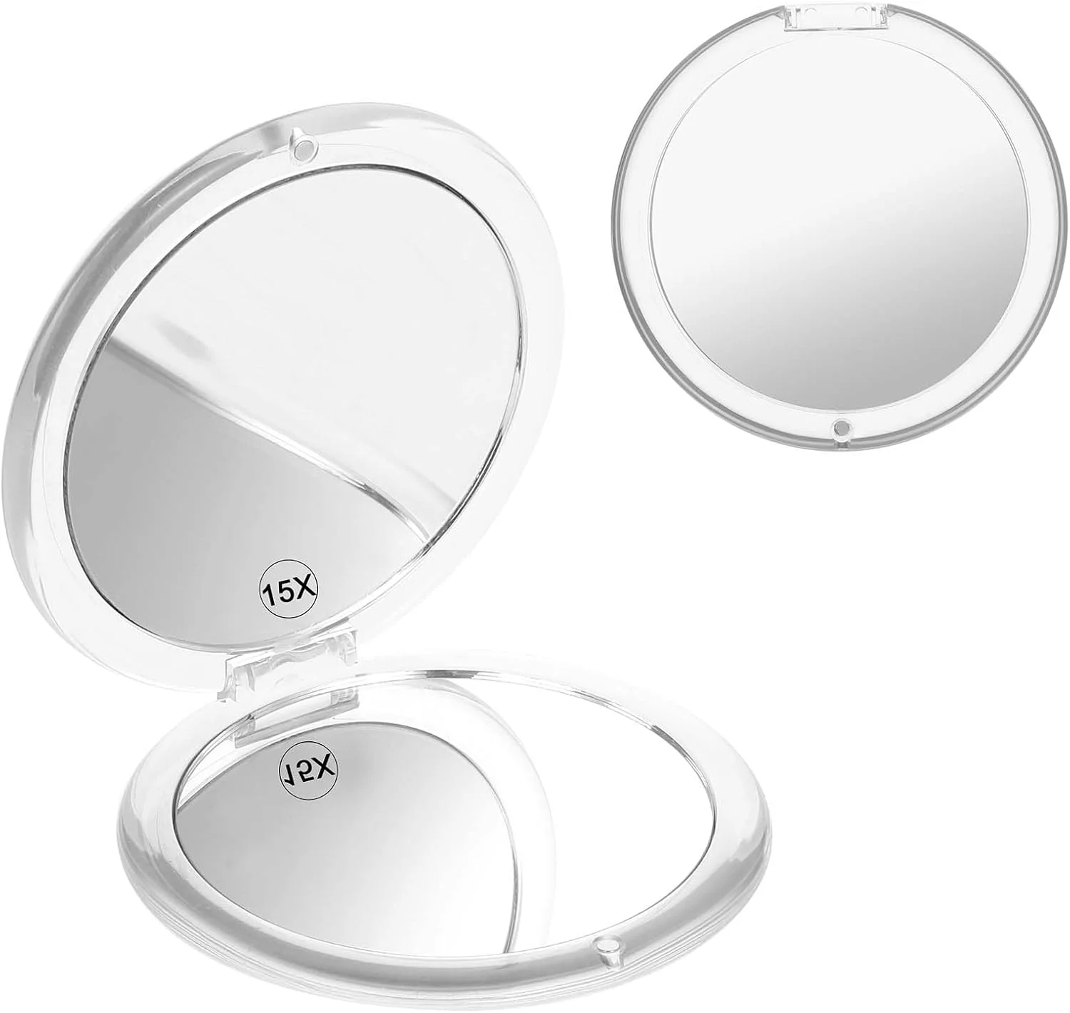 آینه آرایشی تاشو دو طرفه Qianyu با بزرگنمایی 1x/15x، آینه جیبی مسافرتی، آینه دستی، تاشو و قابل حمل، آینه آرایشی جیبی 3.35 اینچی، آینه آرایشی تاشو شیک برای کیف پول و مسافرت