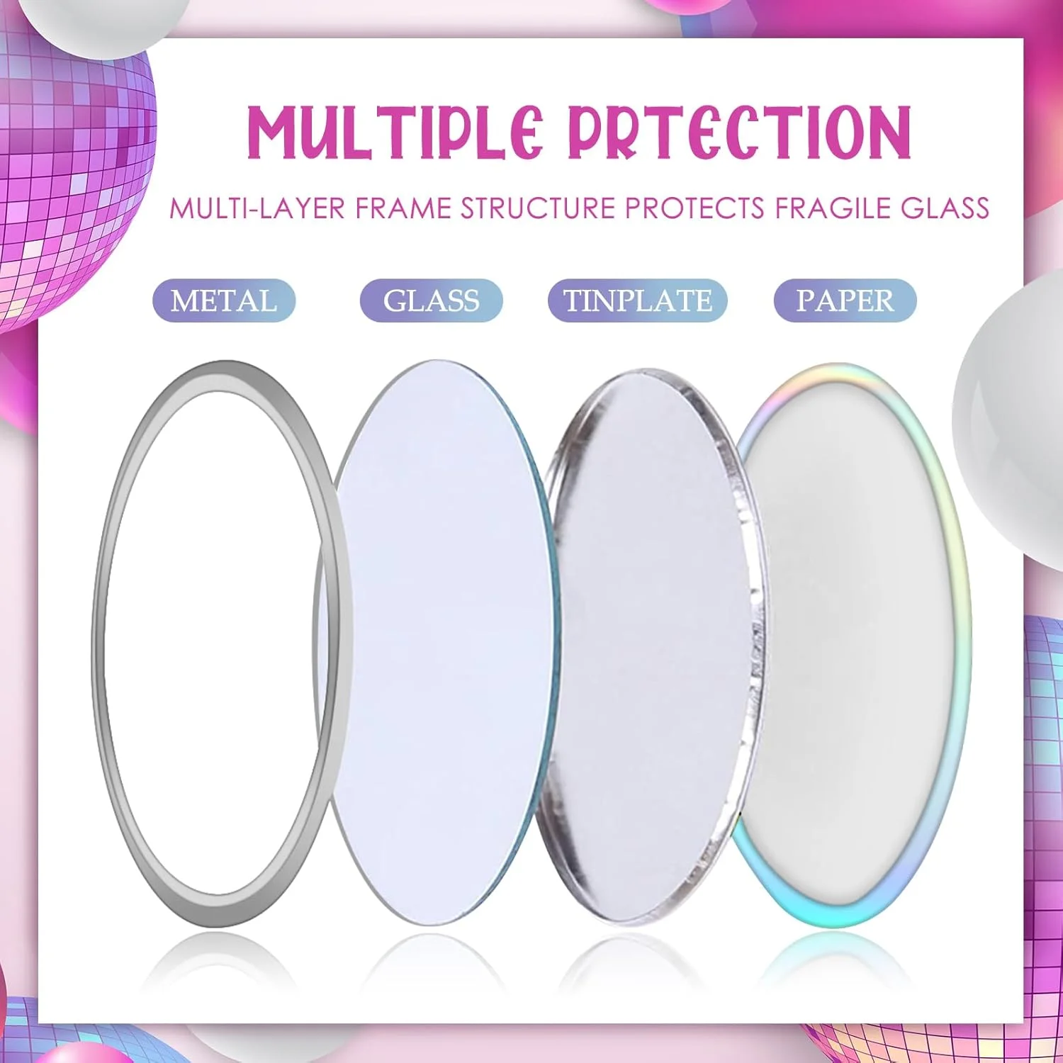 آینه جیبی فشرده کانکلی، 12 عددی، 7 سانتی متری، هدیه عمده، آینه کوچک هولوگرافی رنگین کمانی گرد برای کیف پول، پرکننده های کیف هدیه، لوازم مهمانی دخترانه، مسافرت روزانه