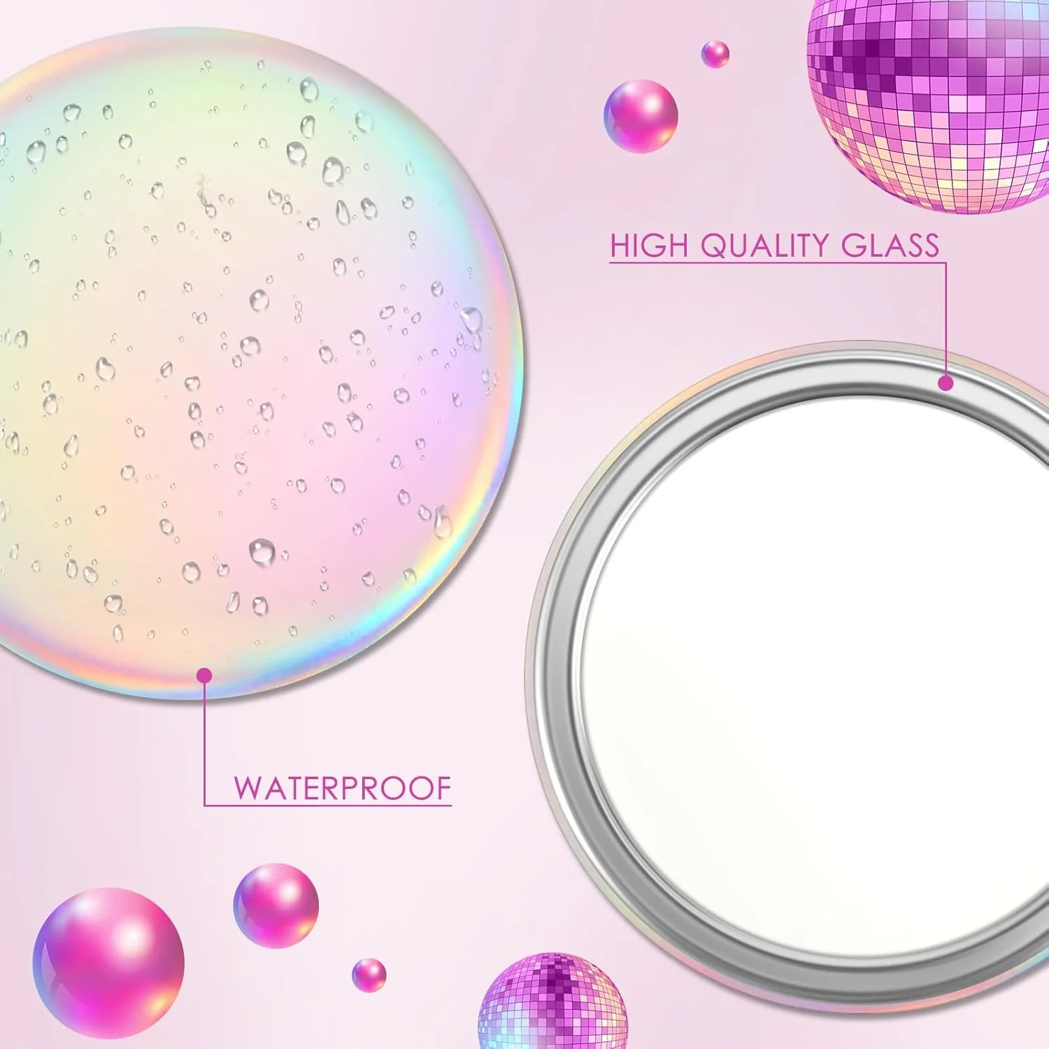 آینه جیبی فشرده کانکلی، 12 عددی، 7 سانتی متری، هدیه عمده، آینه کوچک هولوگرافی رنگین کمانی گرد برای کیف پول، پرکننده های کیف هدیه، لوازم مهمانی دخترانه، مسافرت روزانه
