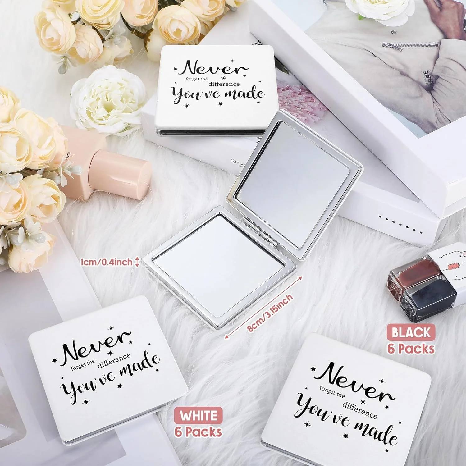 آینه آرایشی کوچک Qunclay، بسته 12 عددی، هدیه قدردانی از کارمندان، آینه جیبی سفید برای زنان، مناسب برای معلمان، دانش آموزان و داوطلبان آینه آرایشی کوچک Qunclay، بسته 12 عددی، هدیه قدردانی از کارمندان، آینه جیبی سفید برای زنان، مناسب برای معلمان، دانش آموزان و داوطلبان