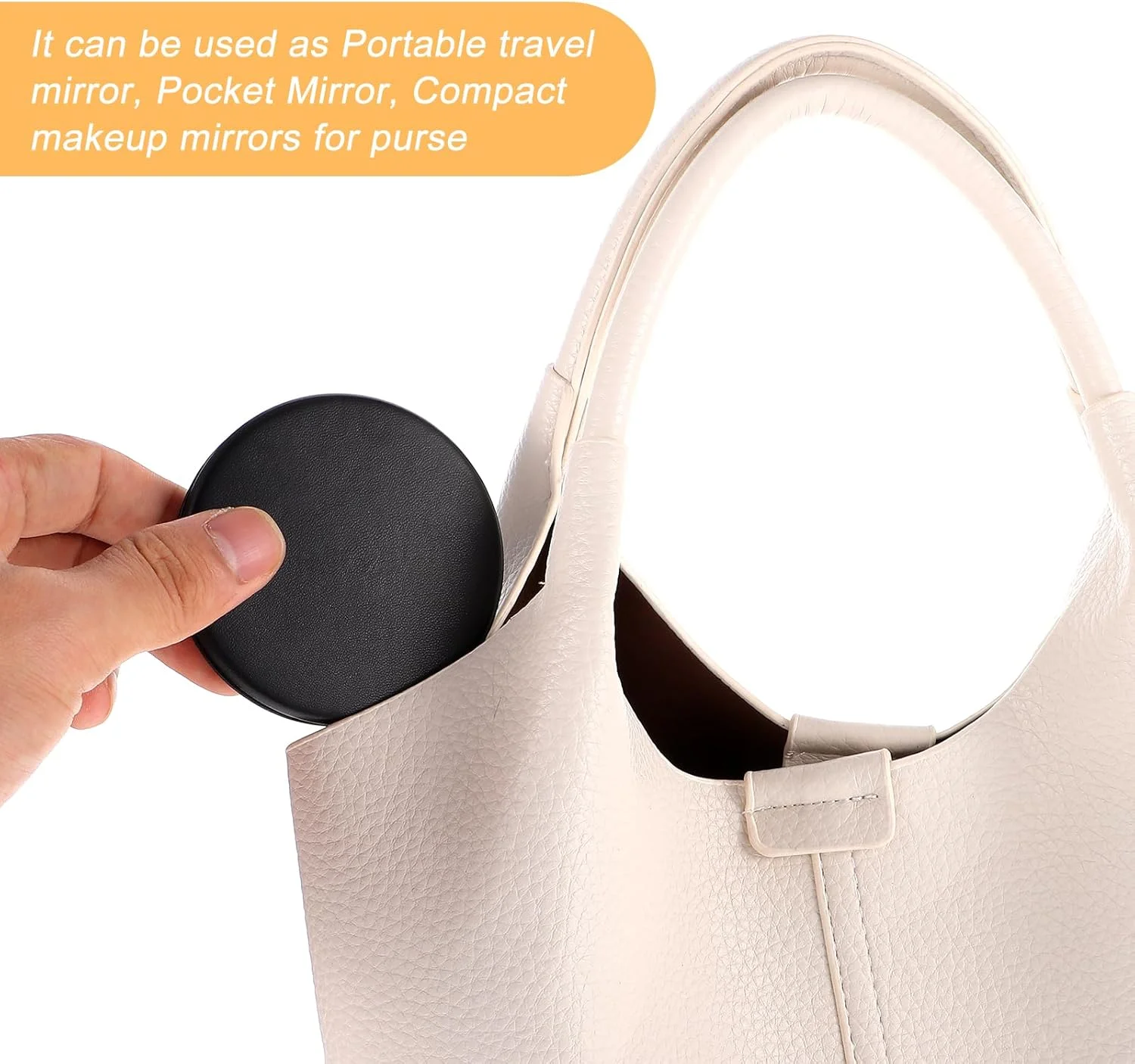 آینه جیبی Qulkws، 2 عدد، قطر 7.1 سانتی متر، با بزرگنمایی 1x/3x، چرم PU، آینه آرایشی دو طرفه کوچک، آینه های فشرده برای کیف دستی، آینه های آرایشی گرد مسافرتی برای جیب