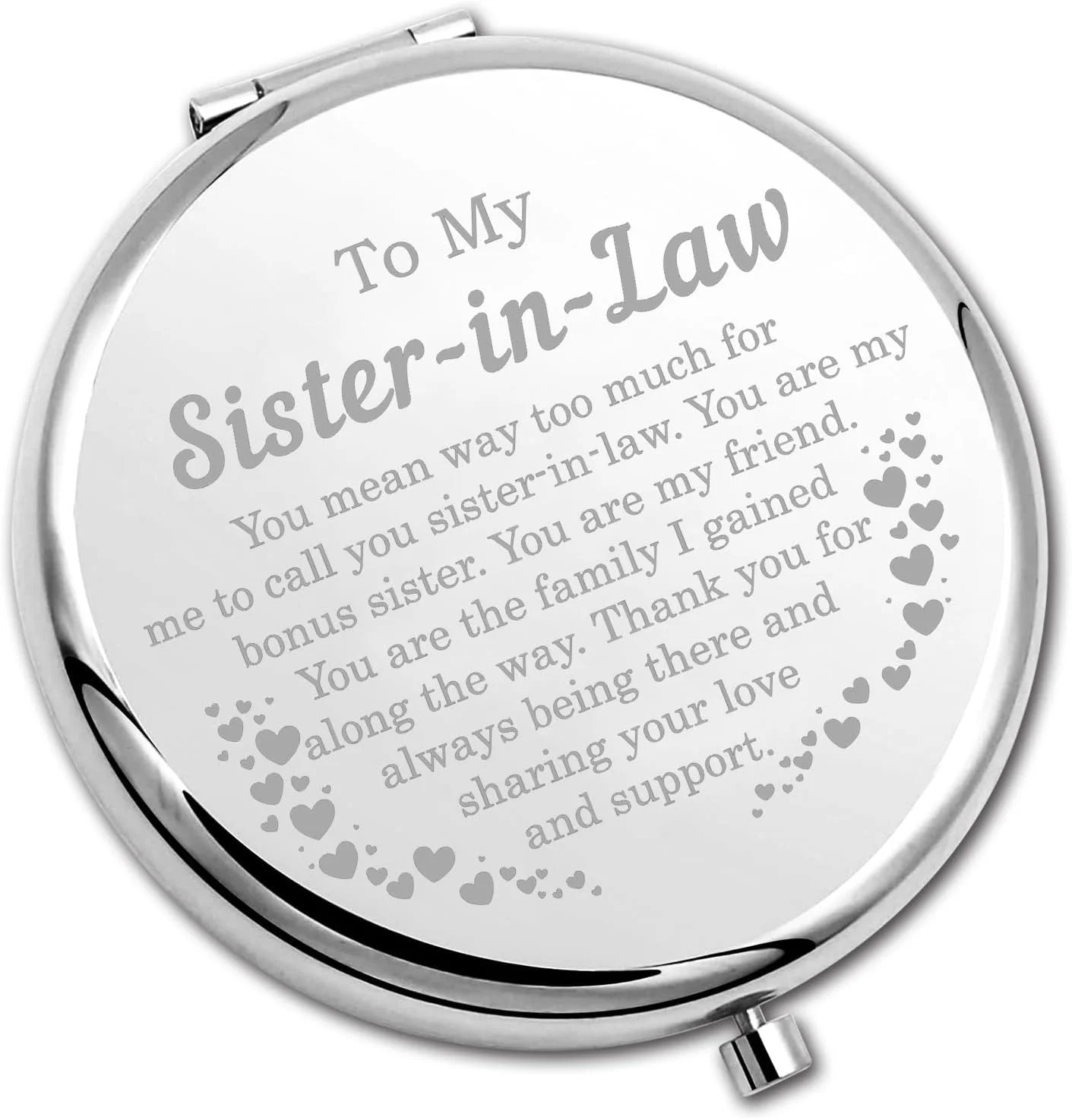 آینه جیبی جمع و جور PLITI برای خواهر شوهر، هدیه خواهرانه، هدیه خواهر غیر بیولوژیکی به خواهر شوهر من، آینه جیبی الهام بخش (خواهر شوهر CM)