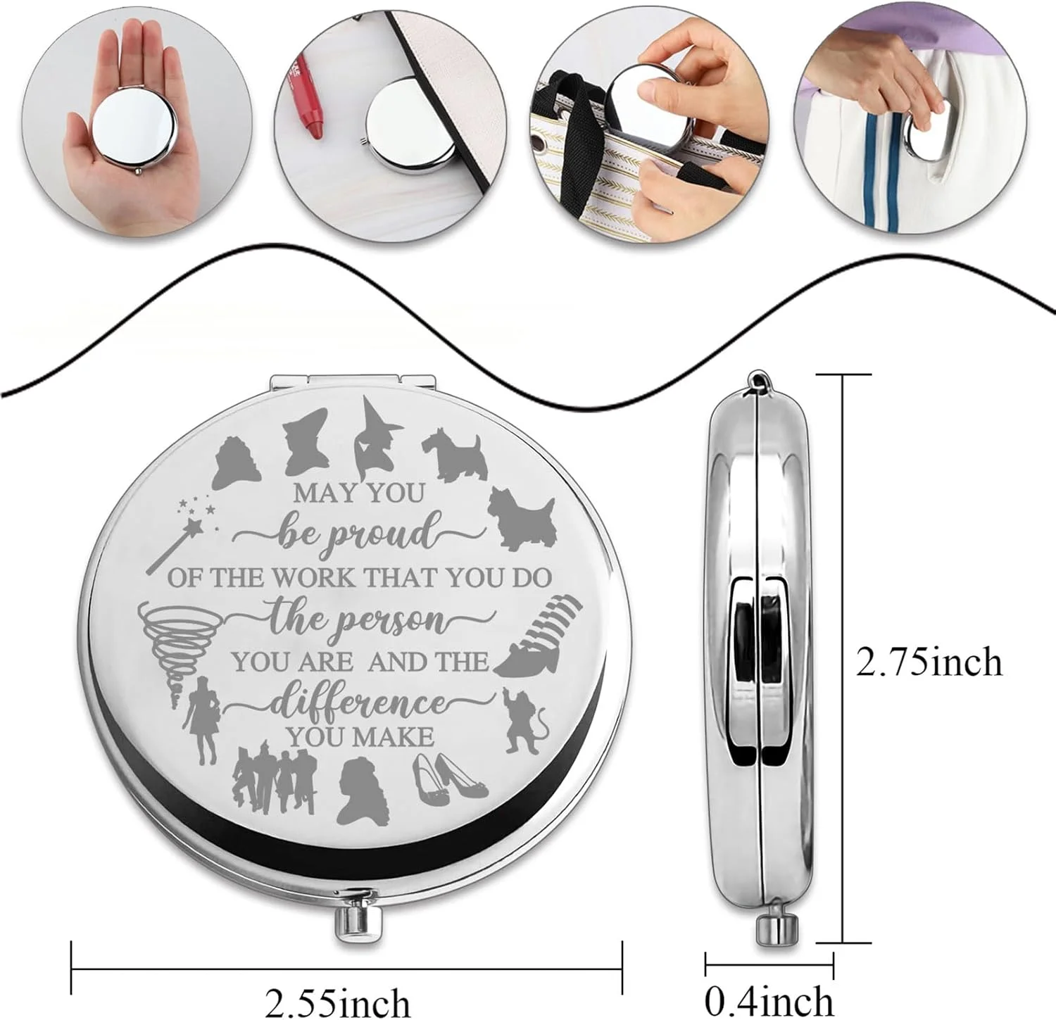 آینه جیبی تاشو طرح دوروتی Wizard Oz، هدیه ای برای طرفداران Wizard Oz