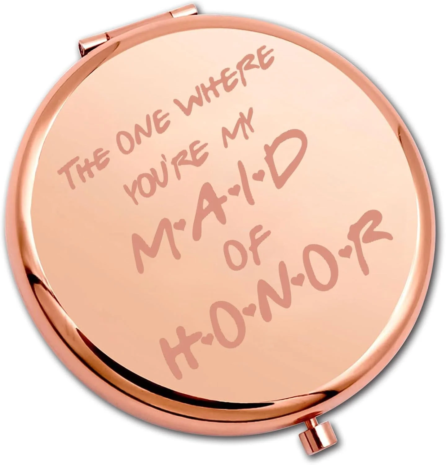 آینه جیبی PLITI ساقدوش عروس، هدیه جشن عروسی، آینه جیبی عروسی با نوشته "همان جایی که تو ساقدوش من هستی" (Where Maid Honor CMrgU)