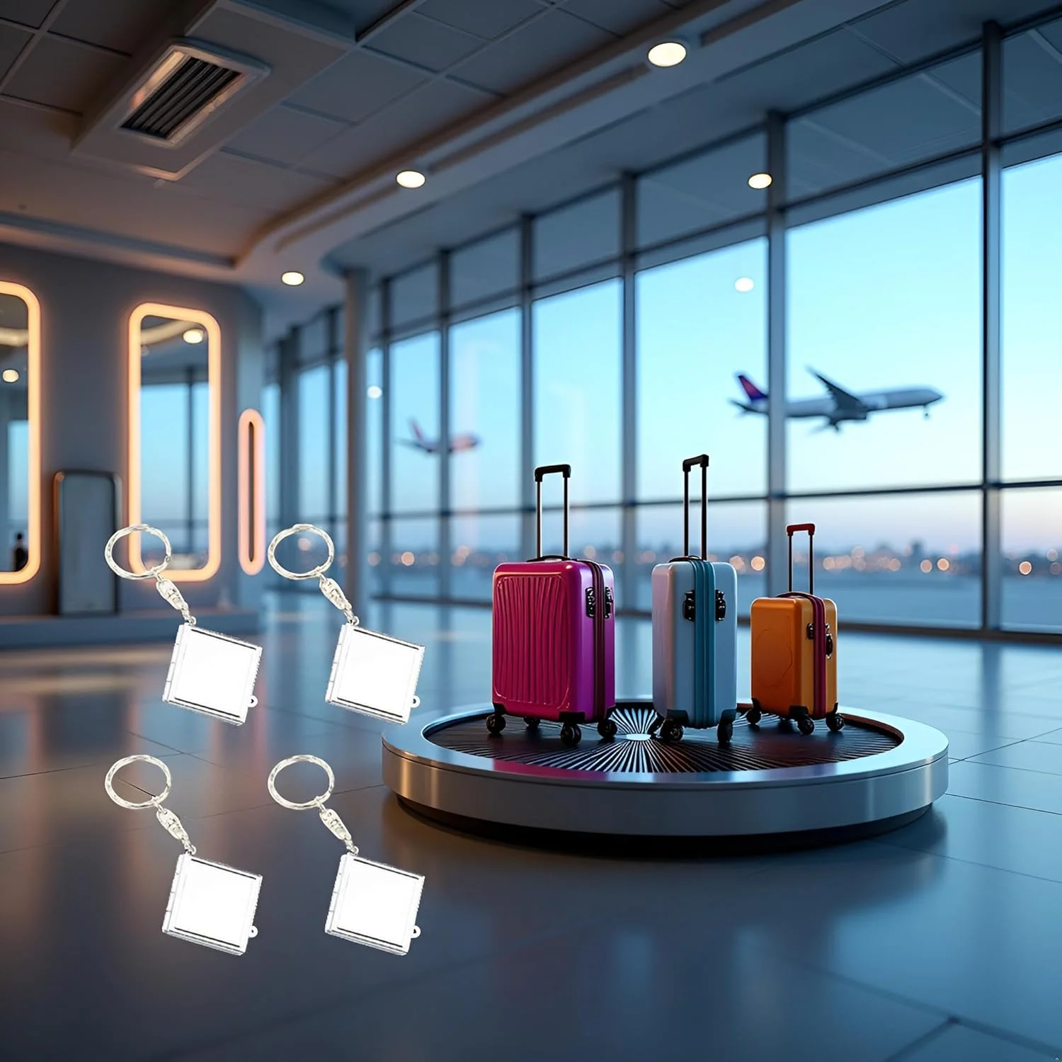 آینه تاشو فلزی مربع قابل حمل PurYupearl، 4 عدد، آینه جیبی مسافرتی کوچک با جاکلیدی، آینه های مربع جمع و جور و مسافرتی