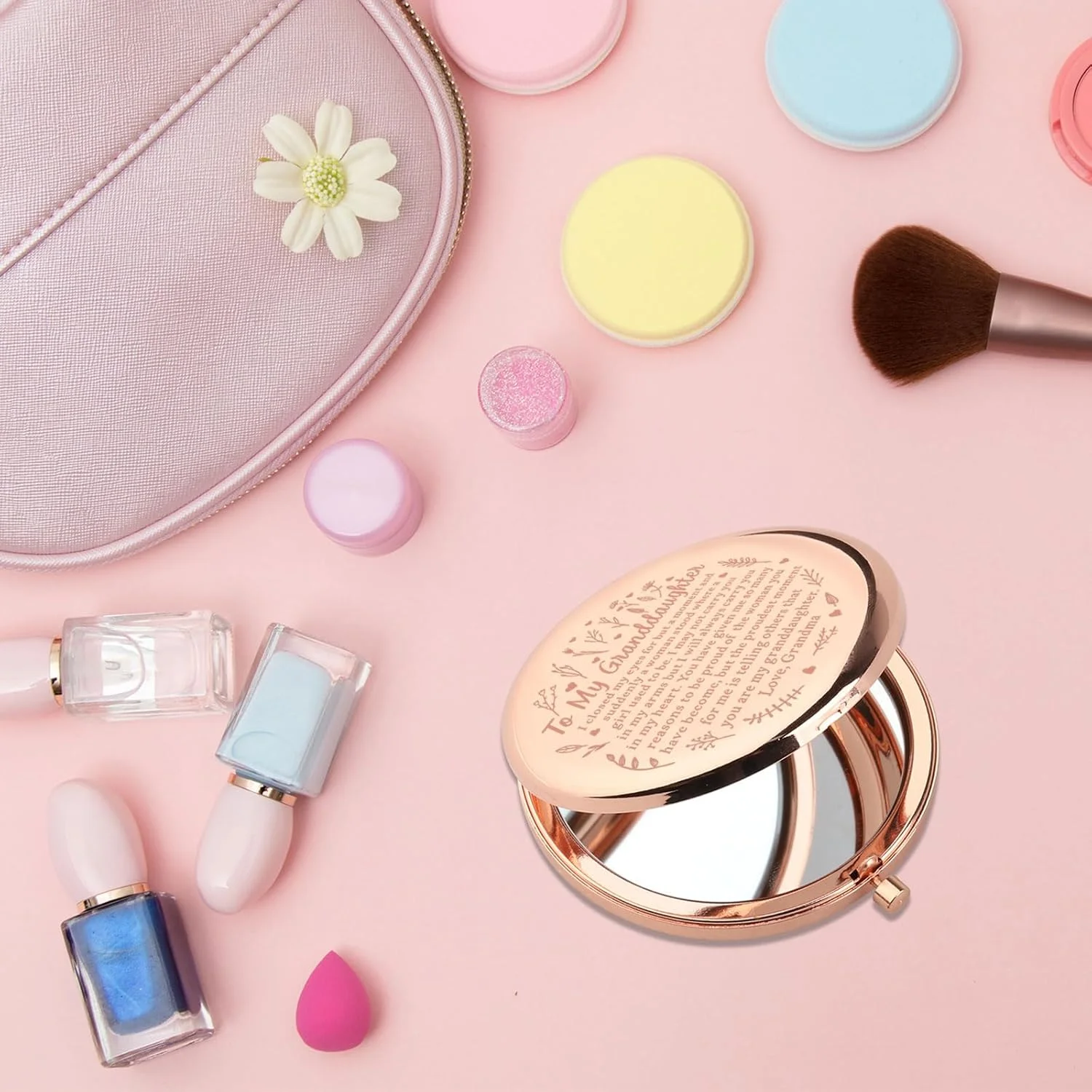 آینه جیبی هدیه نوه، هدیه فارغ التحصیلی نوه به نوه من، آینه جمع و جور پدربزرگ مادربزرگ (نوه بسته CMrg)