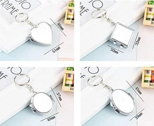 آینه تاشو فلزی مربع قابل حمل PurYupearl، 4 عدد، آینه جیبی مسافرتی کوچک با جاکلیدی، آینه های مربع جمع و جور و مسافرتی