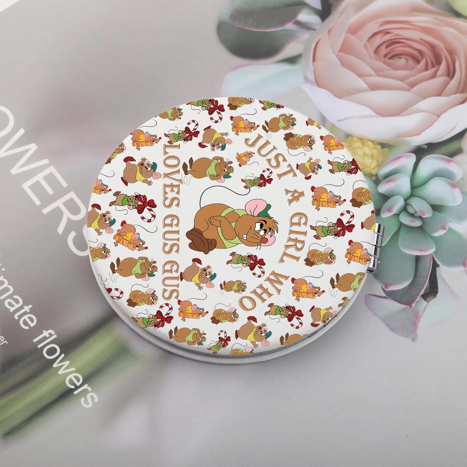 آینه آرایشی جیبی PLITI Gus Gus Gifts با الهام از سیندرلا، هدیه ای برای طرفداران گاس گاس (زنی که عاشق گاس گاس است)