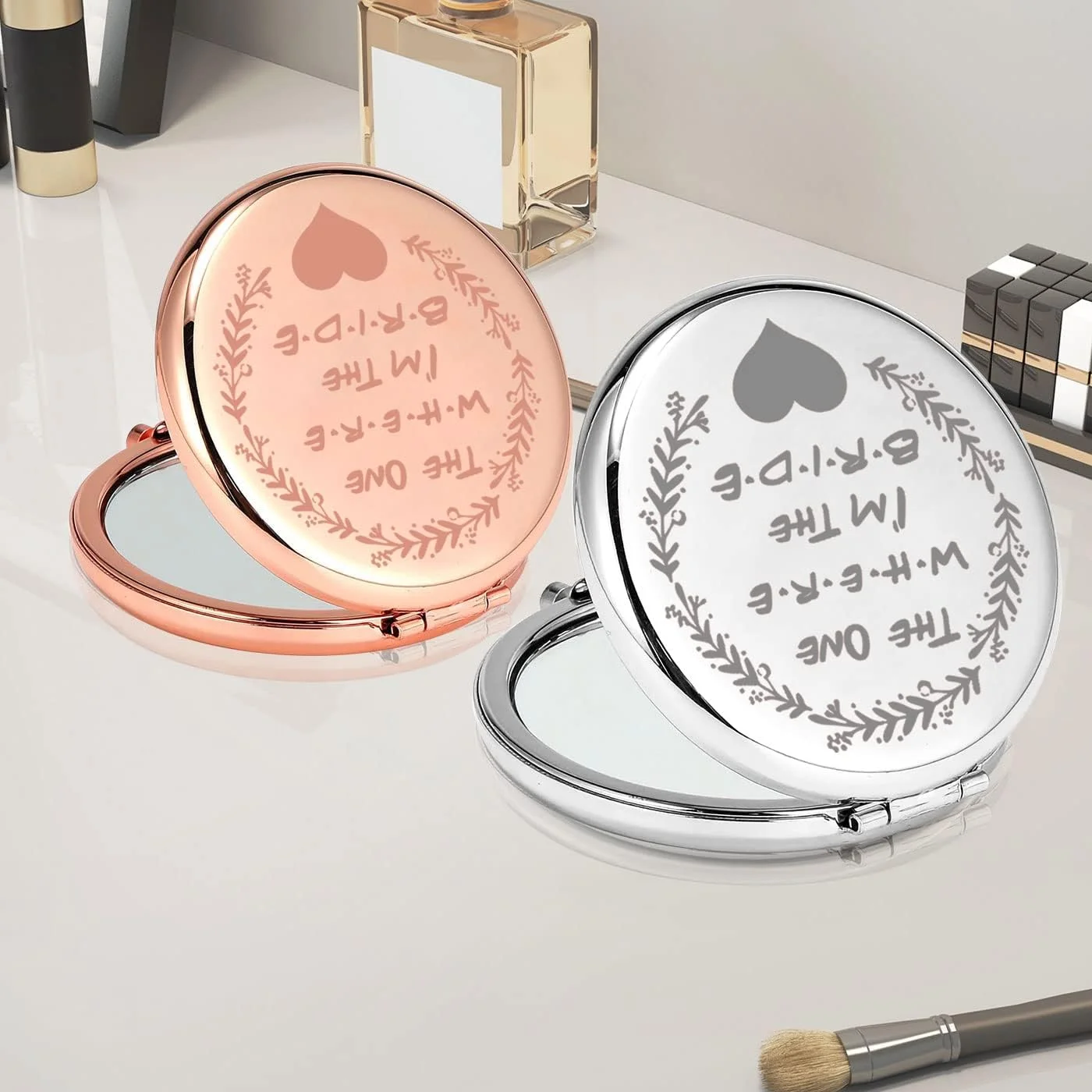 آینه جیبی عروس PLITI، هدیه عروسی، هدیه جشن عروسی، آینه جیبی "همان جایی که من عروس هستم" برای زنان (CM U عروس)