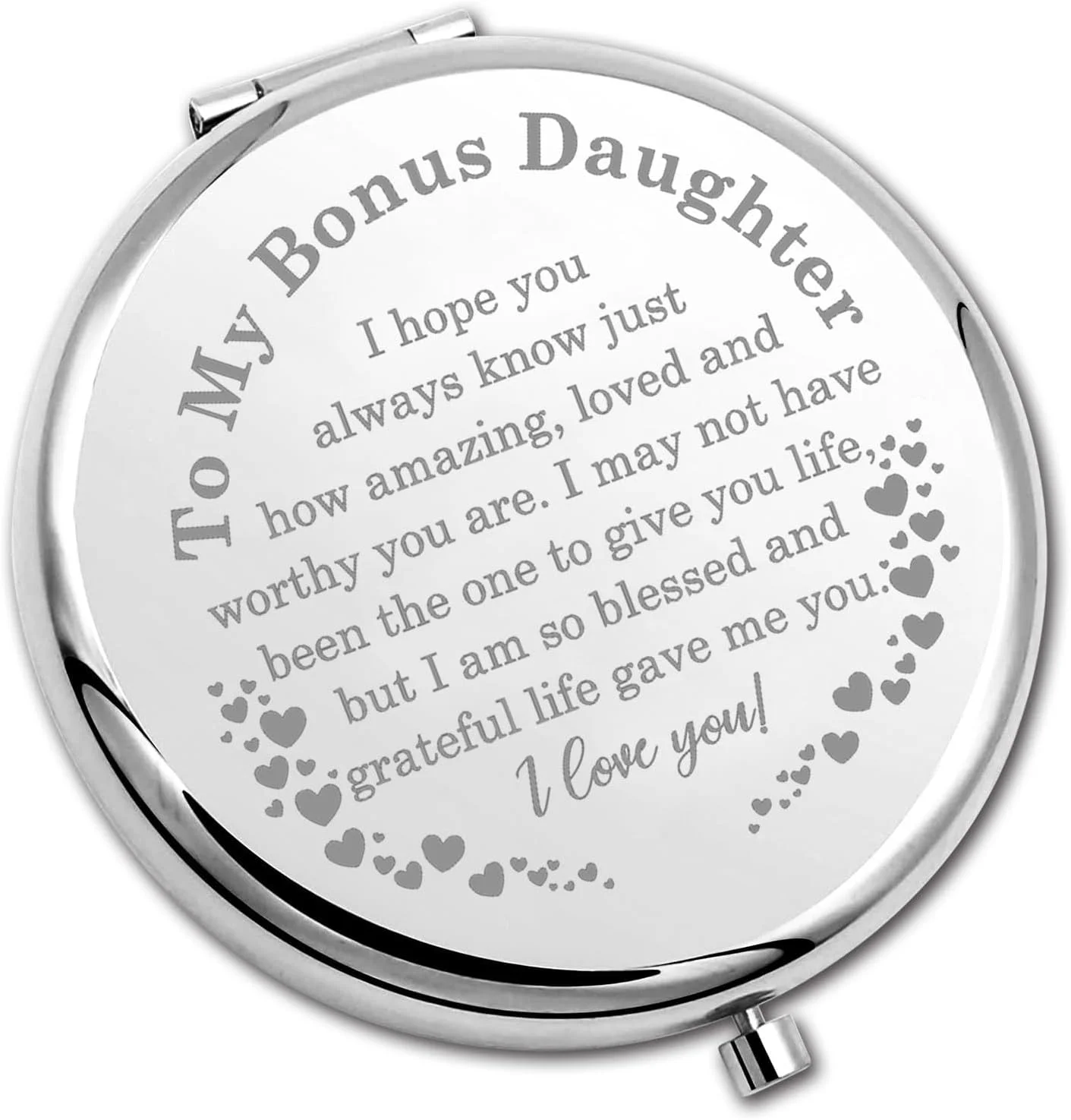 آینه جیبی جمع و جور PLITI هدیه ای از طرف مادر و پدر به دخترخوانده - آینه جیبی الهام بخش برای دخترخوانده (Bonus Daughter CM) آینه جیبی جمع و جور PLITI هدیه ای از طرف مادر و پدر به دخترخوانده - آینه جیبی الهام بخش برای دخترخوانده (Bonus Daughter CM)