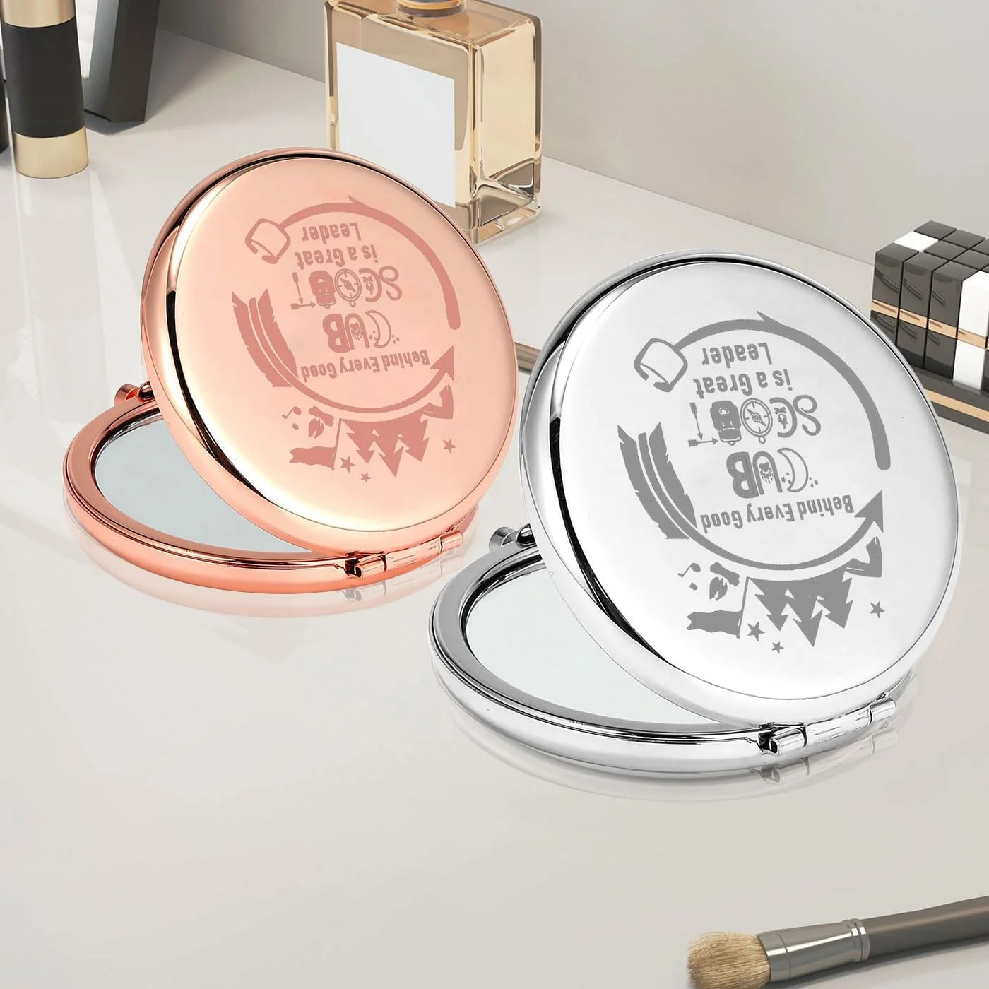 آینه جیبی تاشو PLITI طرح پیشاهنگ و رهبر، مناسب هدیه