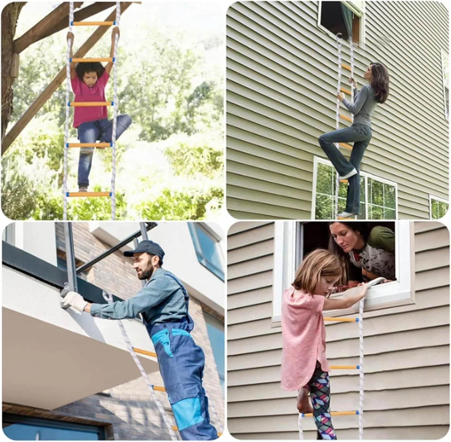 نردبان طنابی فرار اضطراری فضای باز، نردبان ایمنی، نردبان آتش نشانی برای سقف شیب دار، نردبان طنابی آتش نشانی قابل حمل (45 متر)