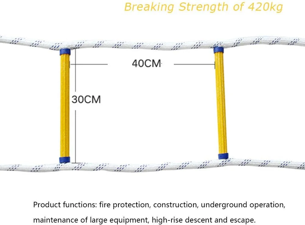 نردبان فرار از آتش LZFuiop، نردبان فرار، نردبان تخلیه ایمنی مقاوم در برابر آتش با قلاب، مناسب برای پنجره ها و بالکن ها برای کودکان و بزرگسالان (5 متر)