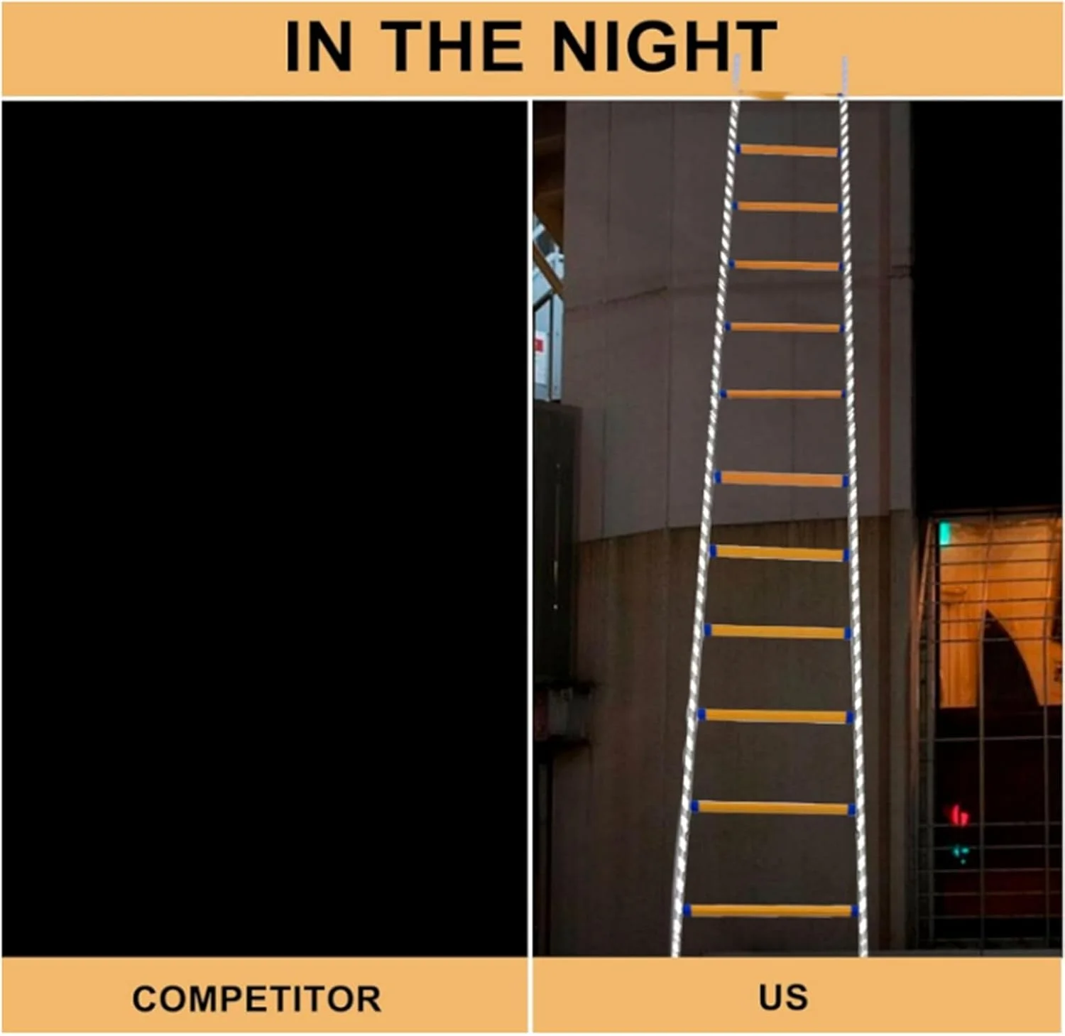 نردبان فرار اضطراری از آتش، نردبان ایمنی، نردبان فرار از آتش برای سقف شیبدار، نردبان طنابی آتش نشانی قابل حمل / 8 متر / 26 فوت (98 فوت / 30 متر)