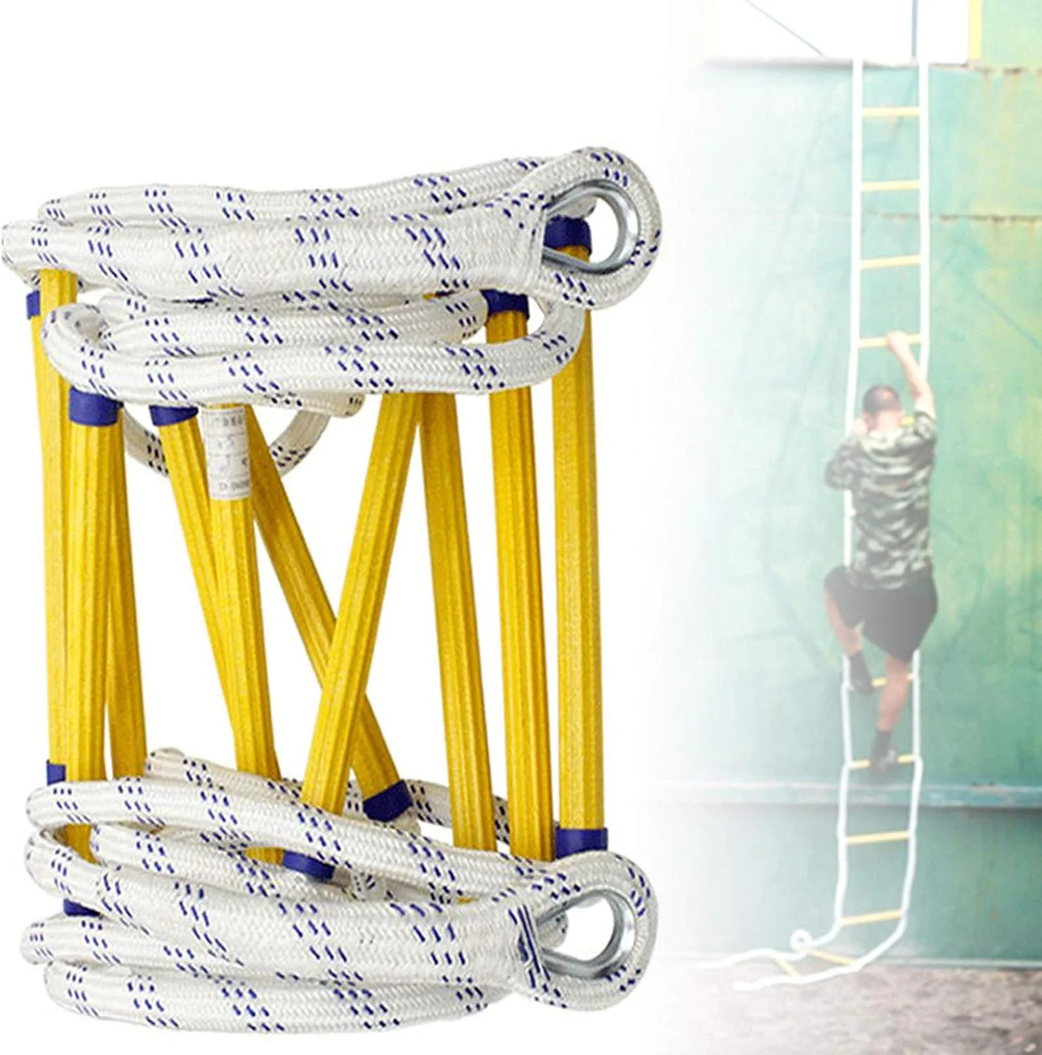 نردبان فرار از آتش GHQERTY، نردبان فرار، نردبان تخلیه ایمنی مقاوم در برابر آتش با قلاب، مناسب برای پنجره ها و بالکن ها برای کودکان و بزرگسالان (5 متر) نردبان فرار از آتش GHQERTY، نردبان فرار، نردبان تخلیه ایمنی مقاوم در برابر آتش با قلاب، مناسب برای پنجره ها و بالکن ها برای کودکان و بزرگسالان (5 متر)