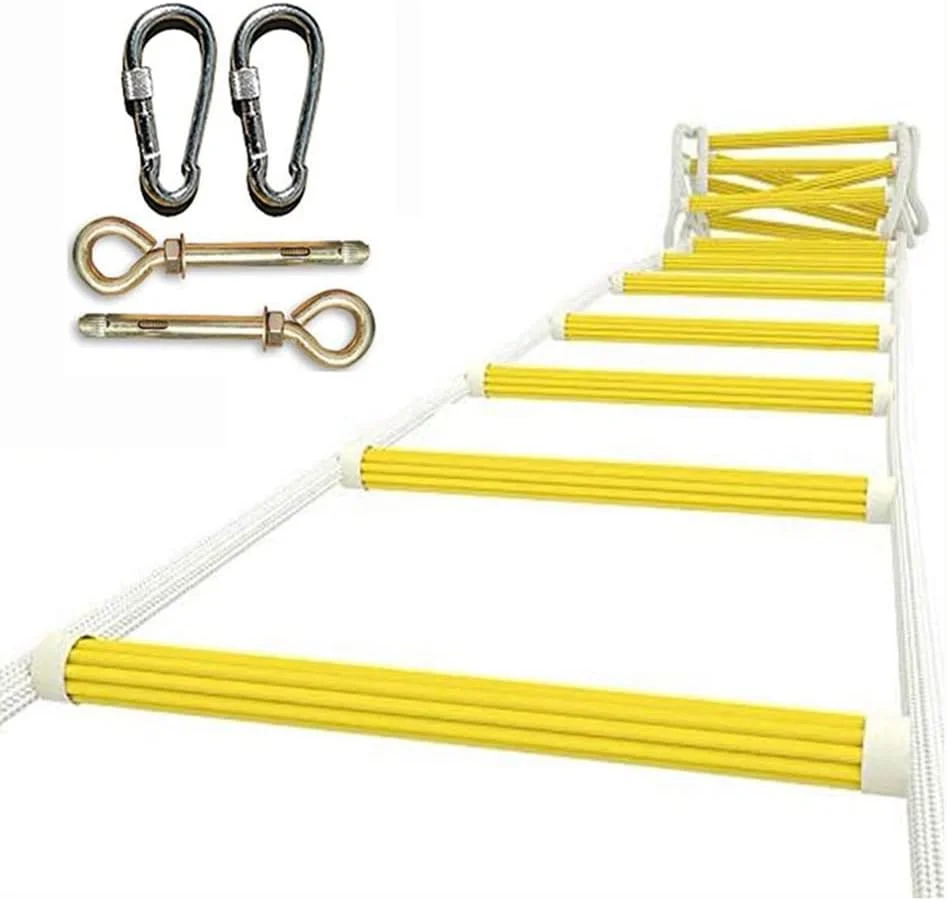 نردبان طنابی فرار اضطراری آتش نشانی با قلاب، نردبان طنابی ایمنی مقاوم و ضد لغزش، نردبان نرم با قابلیت نصب سریع / 10 متر / 33 فوت نردبان طنابی فرار اضطراری آتش نشانی با قلاب، نردبان طنابی ایمنی مقاوم و ضد لغزش، نردبان نرم با قابلیت نصب سریع / 10 متر / 33 فوت