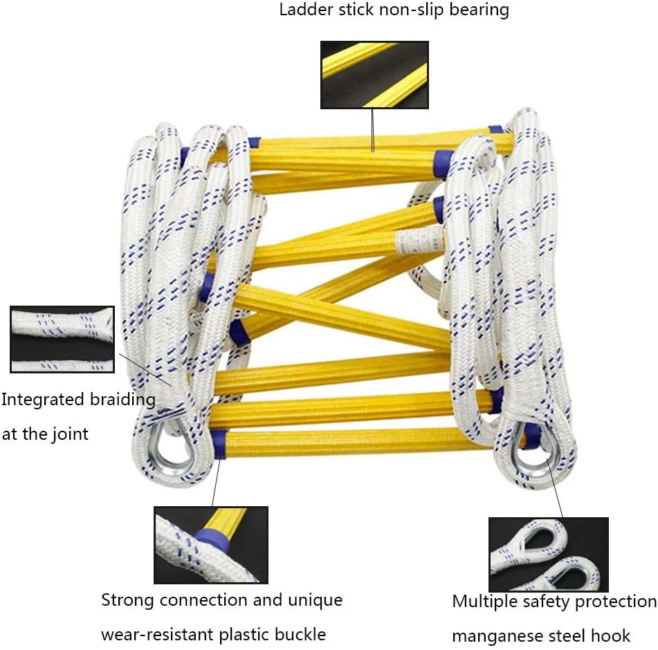 نردبان فرار از آتش GHQERTY، نردبان فرار، نردبان تخلیه ایمنی مقاوم در برابر آتش با قلاب، مناسب برای پنجره ها و بالکن ها برای کودکان و بزرگسالان (5 متر) نردبان فرار از آتش GHQERTY، نردبان فرار، نردبان تخلیه ایمنی مقاوم در برابر آتش با قلاب، مناسب برای پنجره ها و بالکن ها برای کودکان و بزرگسالان (5 متر)