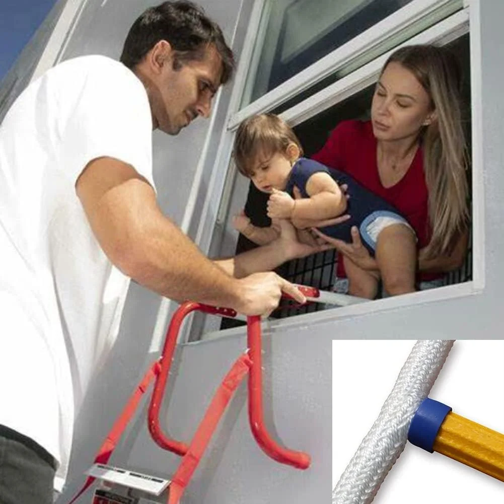 نردبان طنابی فرار اضطراری آتش نشانی با قلاب، نردبان طنابی ایمنی مقاوم و ضد لغزش، نردبان نرم با قابلیت نصب سریع / 10 متر / 33 فوت