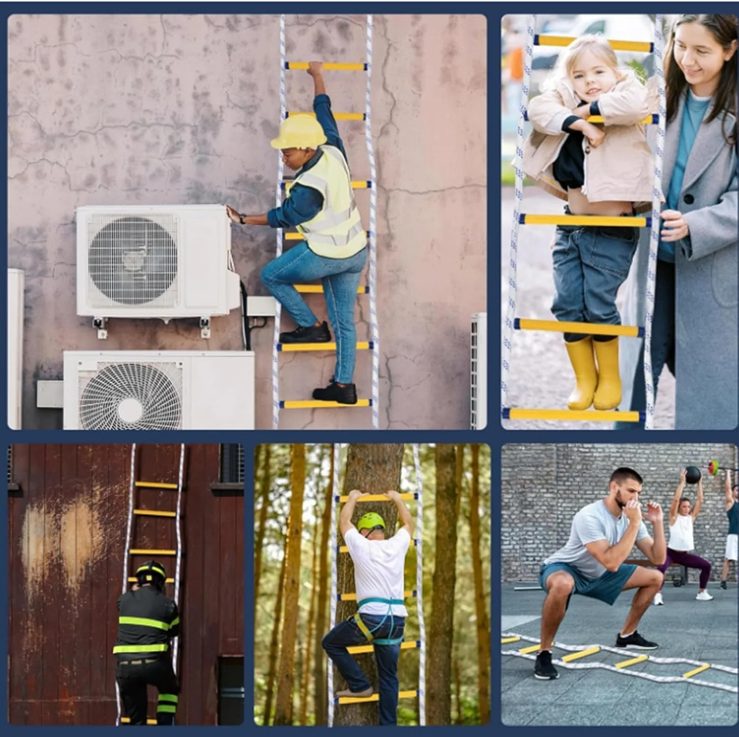 نردبان فرار اضطراری آتش نشانی، نردبان طنابی ایمنی مقاوم در برابر شعله، نردبان ایمنی، نردبان طنابی فرار اضطراری، نردبان های فرار آتش نشانی ایمنی بالکن با 2 قلاب (40 متر)