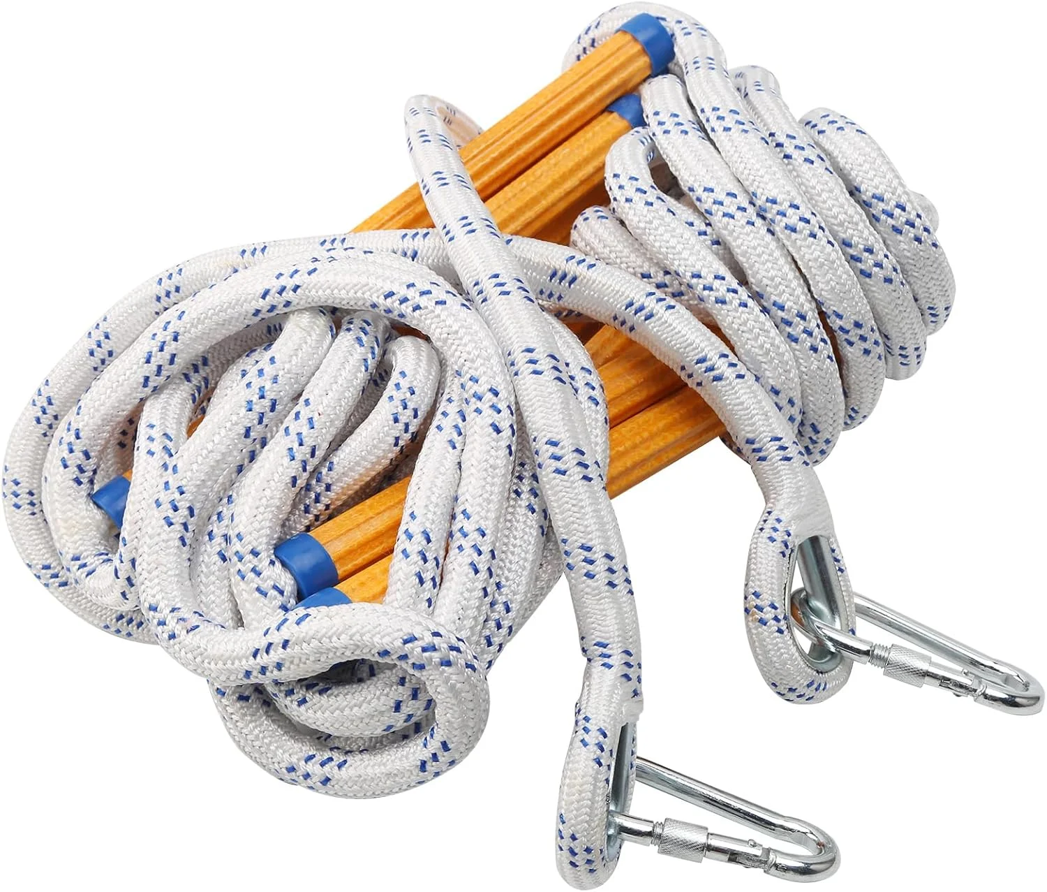 نردبان ایمنی آتش نشانی Gevvnss به طول 5 متر، نردبان طنابی اضطراری آتش نشانی با کارابین، نردبان ایمنی آتش نشانی با ظرفیت بار 300 کیلوگرم، نردبان نجات برای نجات ساختمان های دو طبقه