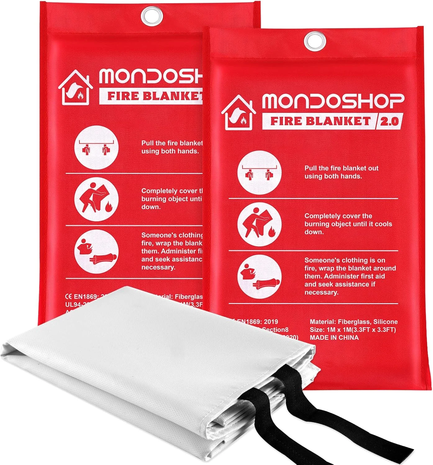 پتو آتش نشانی سیلیکونی برای منزل و آشپزخانه - پتوهای آتش نشانی اضطراری Monodshop برای خودرو، پتو ایمنی آتش نشانی برای شومینه