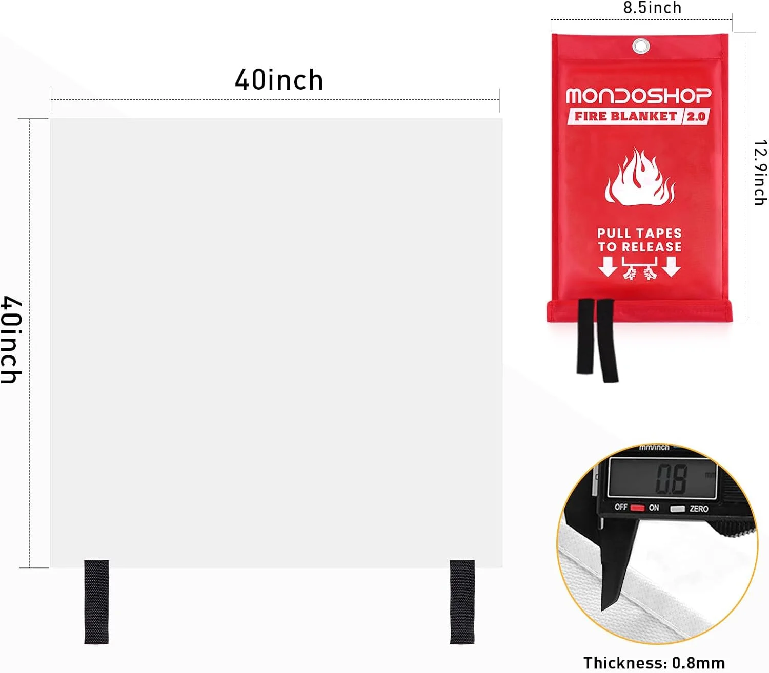 پتو آتش نشانی سیلیکونی برای منزل و آشپزخانه - پتوهای آتش نشانی اضطراری Monodshop برای خودرو، پتو ایمنی آتش نشانی برای شومینه