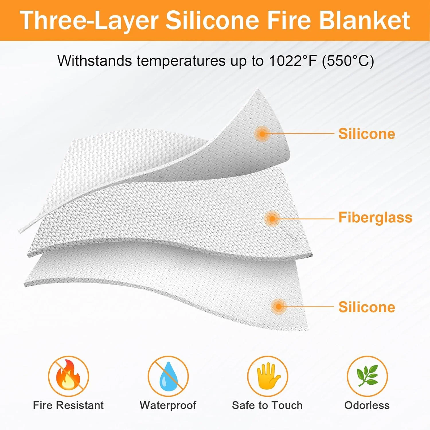 پتو آتش نشانی سیلیکونی برای منزل و آشپزخانه - پتوهای آتش نشانی اضطراری Monodshop برای خودرو، پتو ایمنی آتش نشانی برای شومینه
