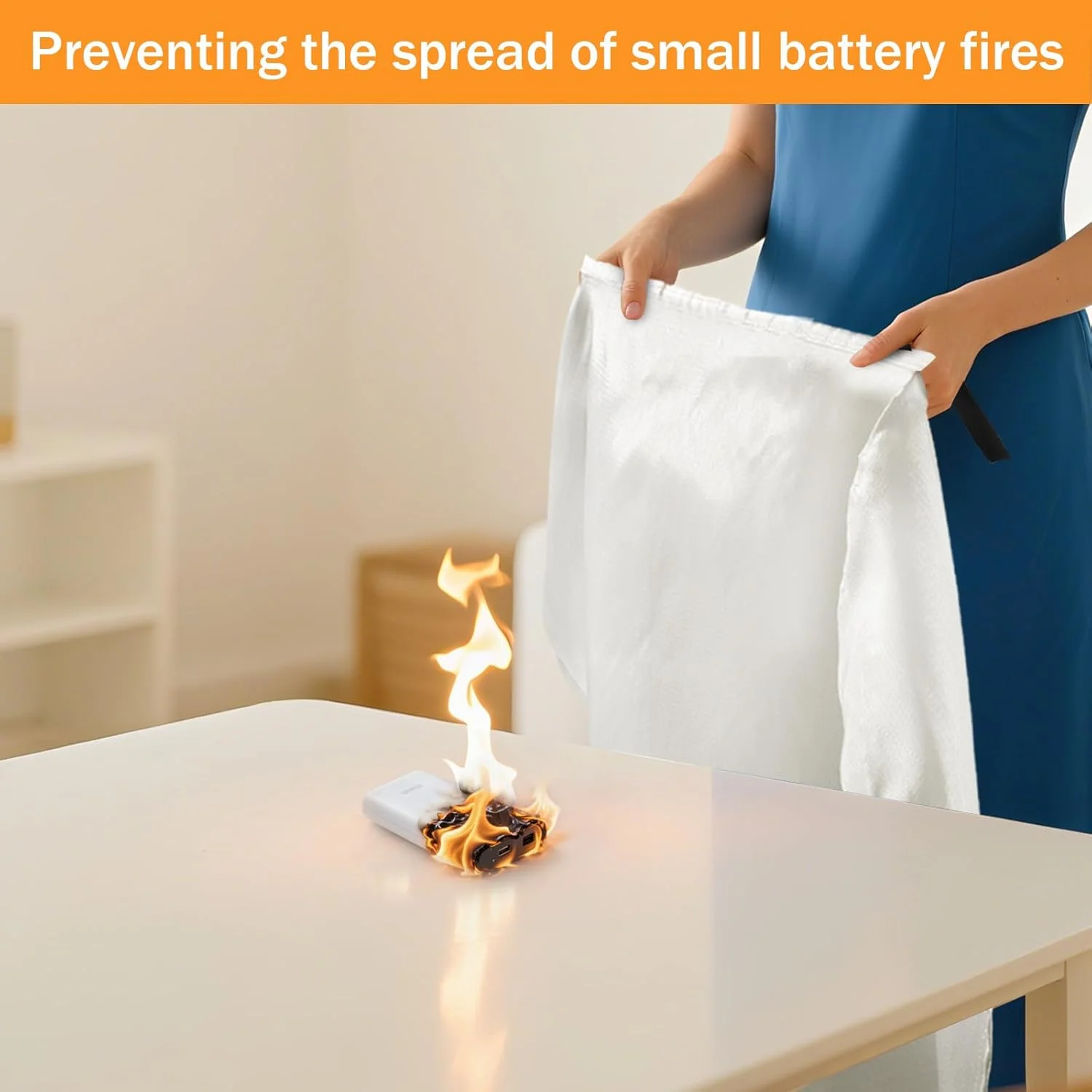 پتو آتش نشانی سیلیکونی برای منزل و آشپزخانه - پتوهای آتش نشانی اضطراری Monodshop برای خودرو، پتو ایمنی آتش نشانی برای شومینه