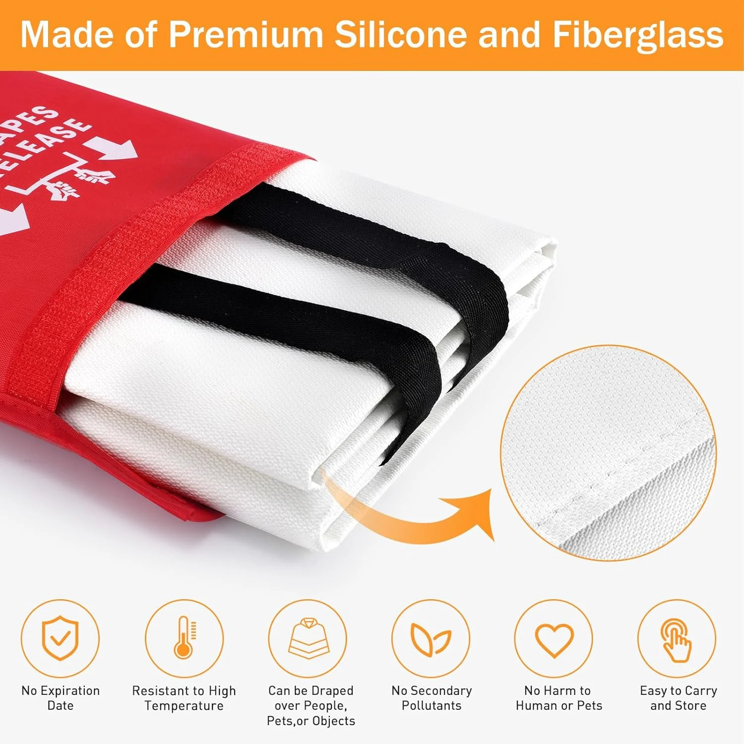 پتو آتش نشانی سیلیکونی برای منزل و آشپزخانه - پتوهای آتش نشانی اضطراری Monodshop برای خودرو، پتو ایمنی آتش نشانی برای شومینه