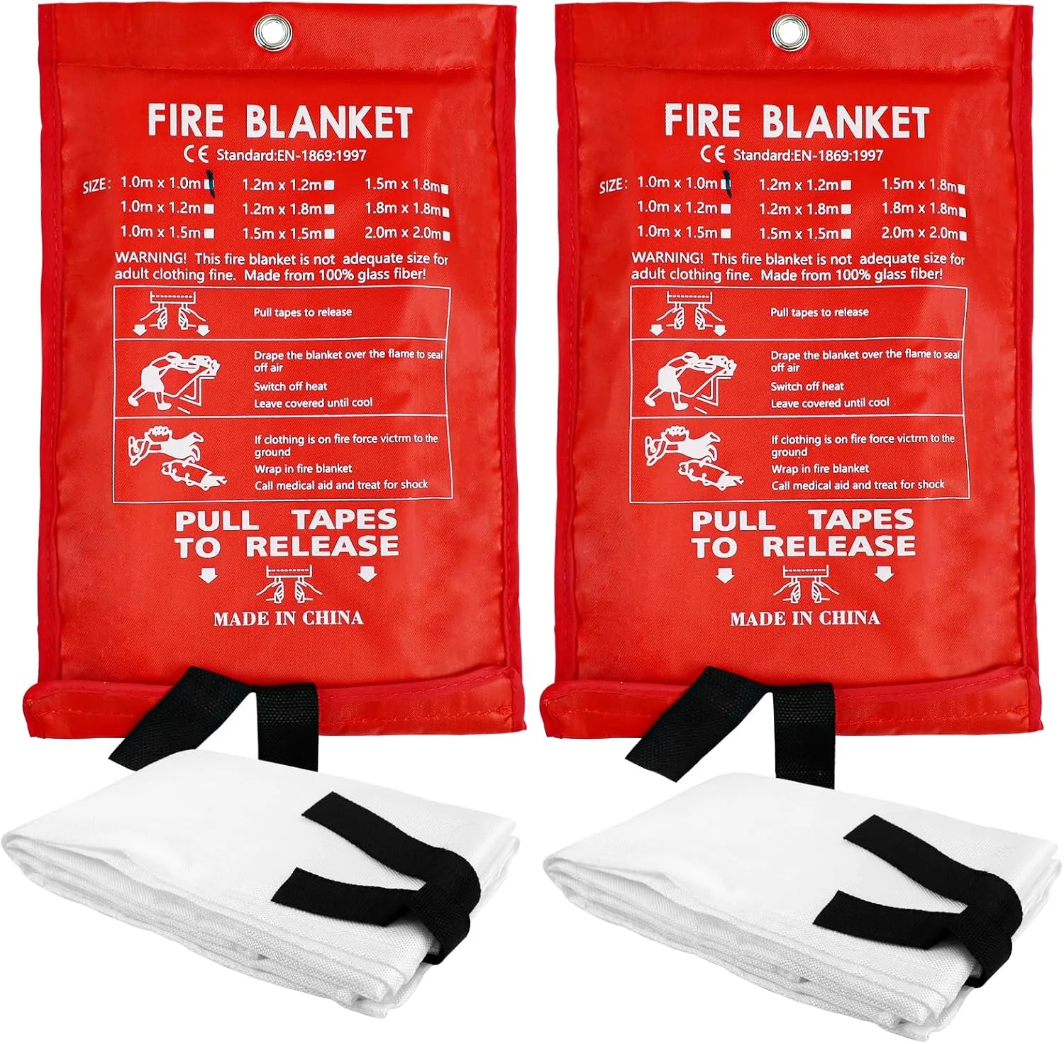 ژولیگیا 2 عدد پتوی آتش نشانی، 1 متر در 1 متر، پتوی محافظت در برابر آتش فایبرگلاس، ایمنی، پتوی آتش نشانی خاموش کننده آتش آشپزخانه، پتوی آتش نشانی فایبرگلاس برای آشپزخانه، منزل، کاروان، خانه