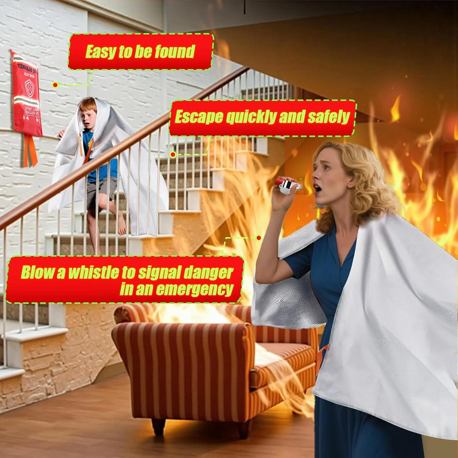 پتو اطفاء حریق JOIKYCAI با حلقه، ایمنی آشپزخانه اداری، پتو آتش نشانی خانگی، پتو آتش نشانی اضطراری قابل نصب روی دیوار 1