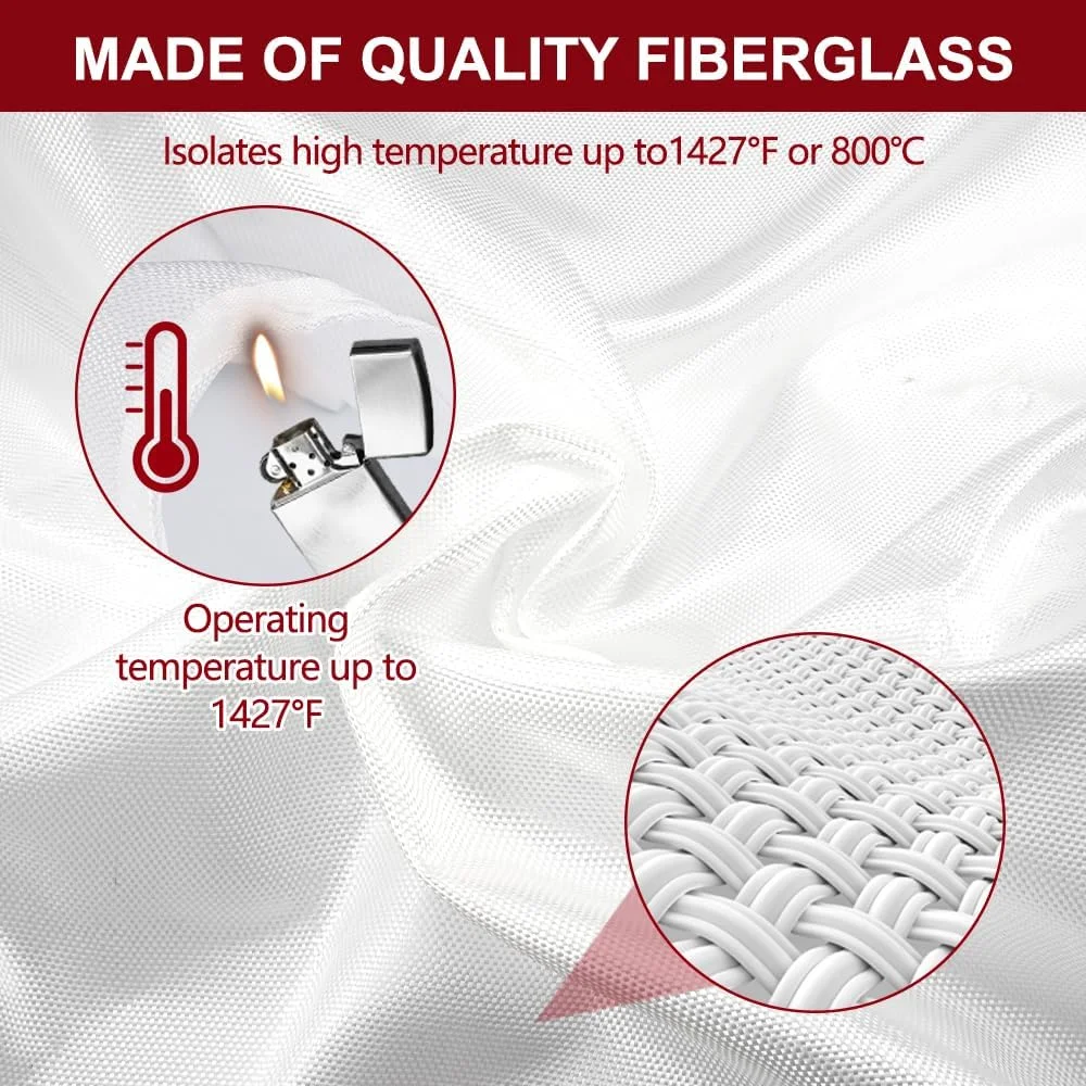 پتو اطفاء حریق، پتو آتش نشانی 1 متر در 1 متر برای خانه، پتو ایمنی فایبرگلاس، پتو آشپزخانه برای شومینه، باربیکیو، ماشین، کمپینگ، گاراژ
