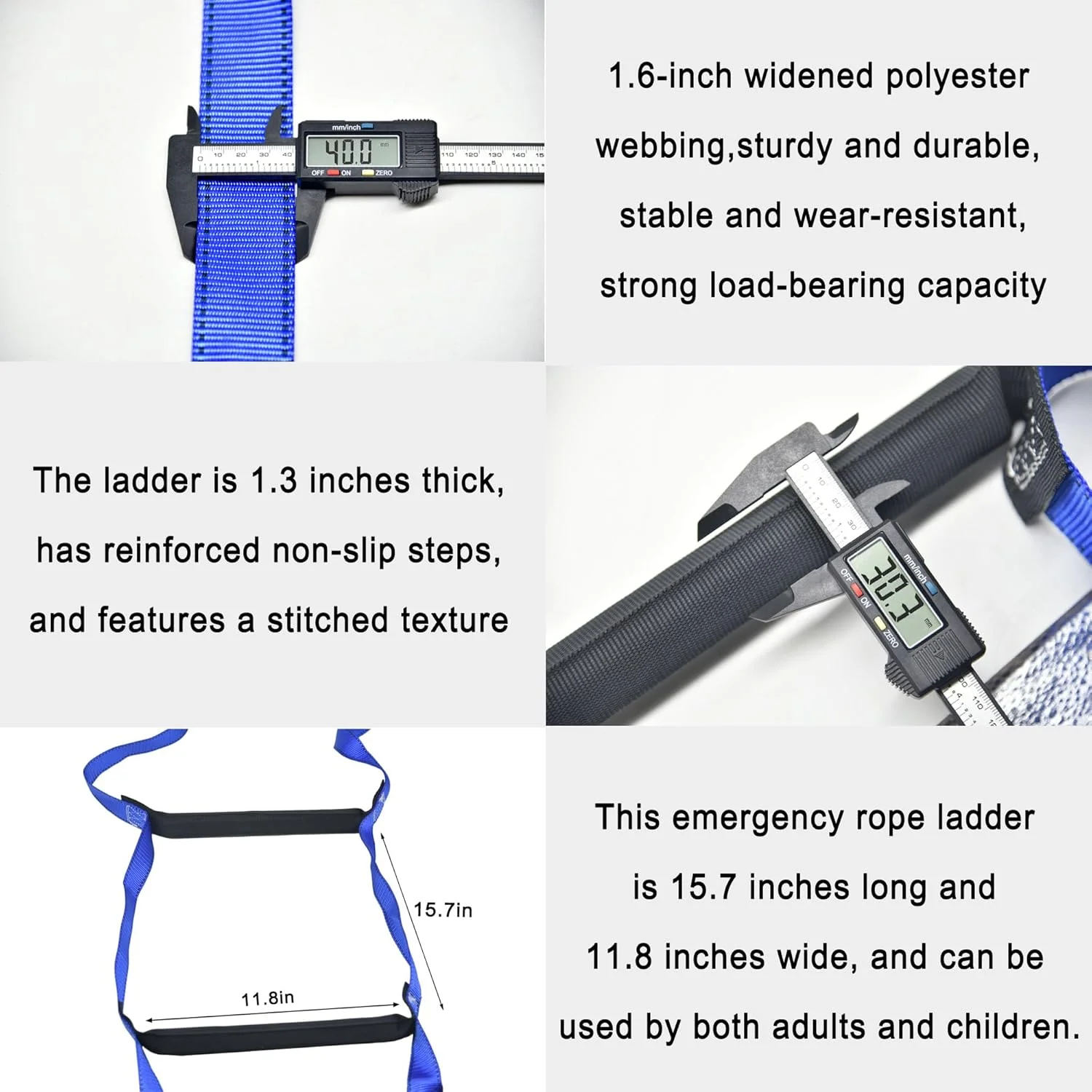 نردبان فرار از آتش 5 متری - طناب ایمنی اضطراری برای خانه های 2-3 طبقه، نردبان قابل استفاده مجدد برای پنجره/بالکن، فرار سریع و بادوام