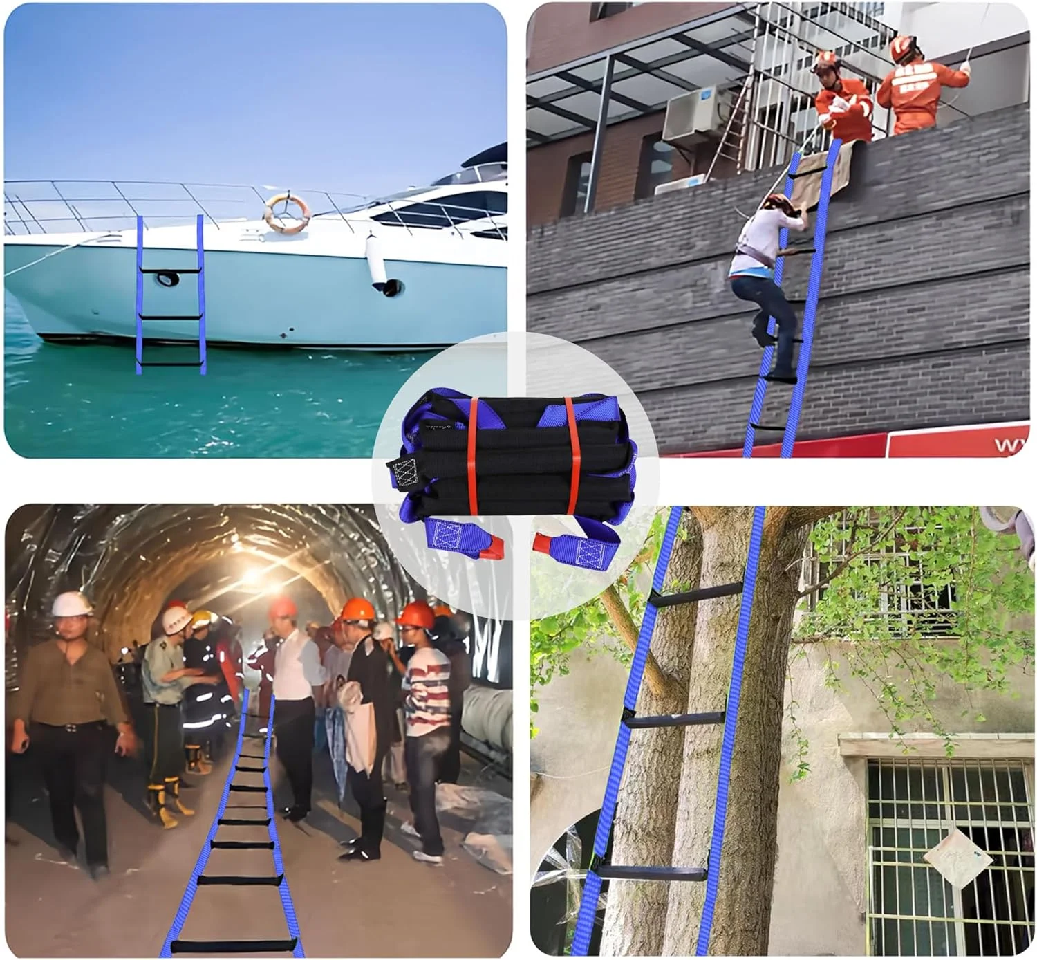 نردبان فرار از آتش 5 متری - طناب ایمنی اضطراری برای خانه های 2-3 طبقه، نردبان قابل استفاده مجدد برای پنجره/بالکن، فرار سریع و بادوام