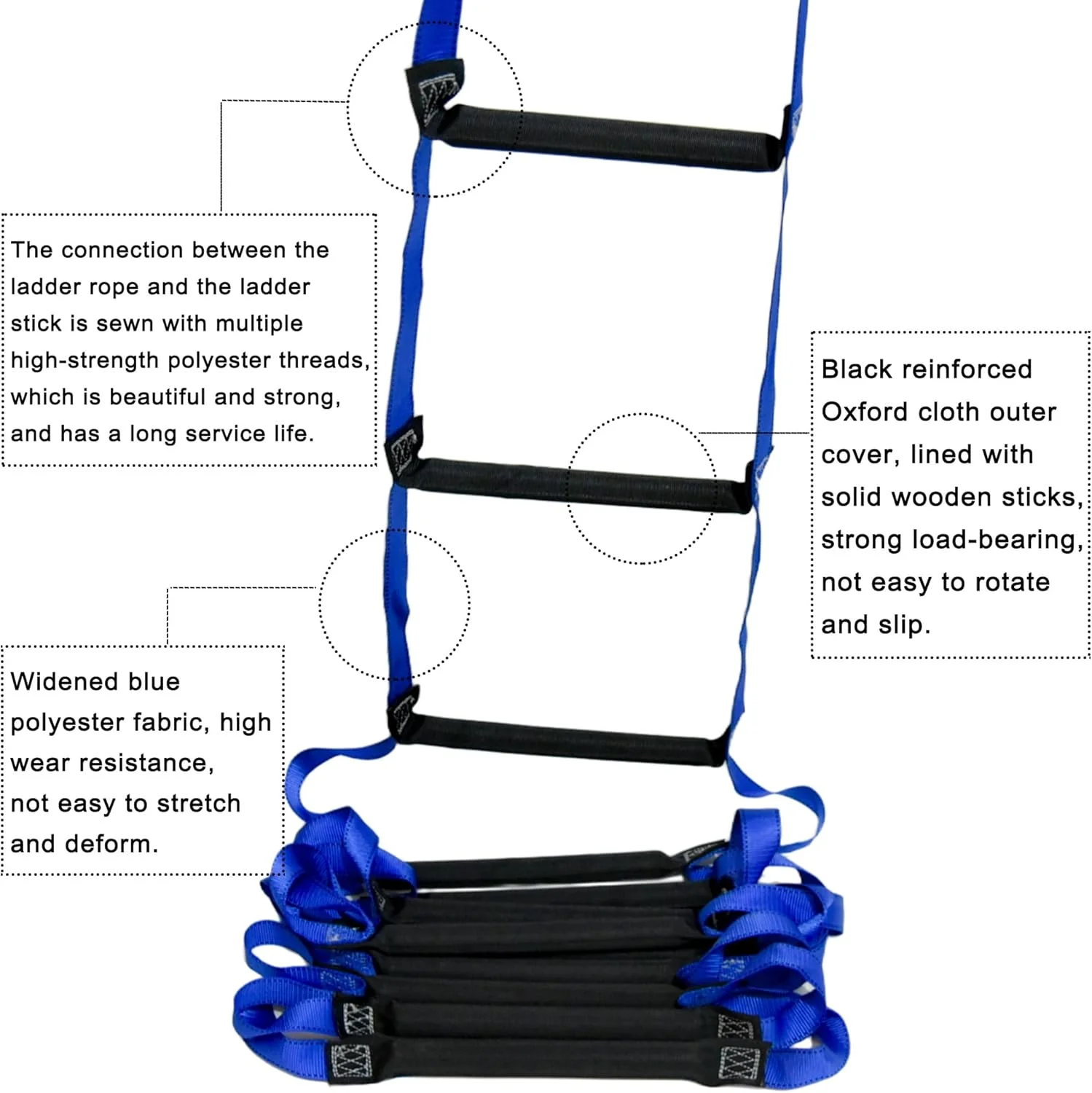 نردبان فرار از آتش 5 متری - طناب ایمنی اضطراری برای خانه های 2-3 طبقه، نردبان قابل استفاده مجدد برای پنجره/بالکن، فرار سریع و بادوام