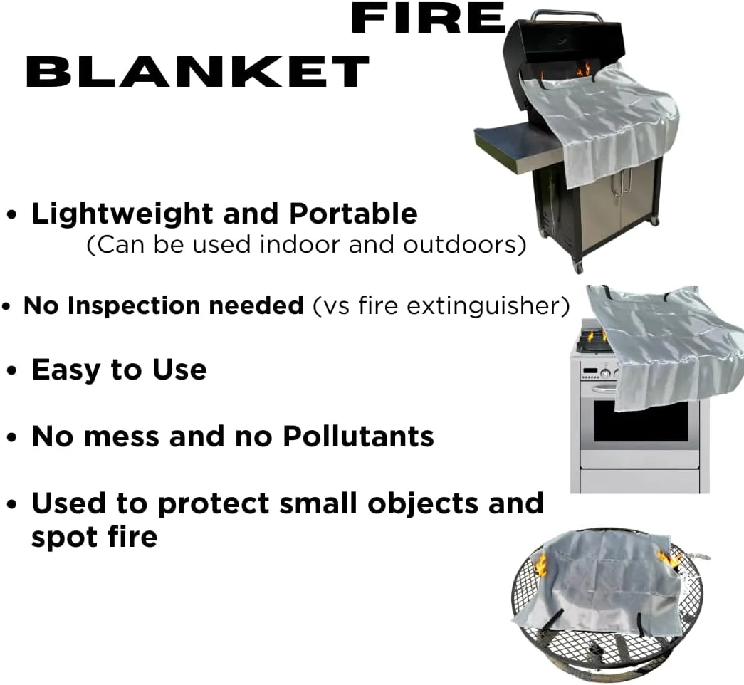 پتو آتش نشانی MotivPart 1X برای ایمنی منزل، پتو آتش نشانی اضطراری برای آشپزخانه، پتوهای آتش نشانی فایبرگلاس، پتو ضد حریق، پارچه نسوز برای ایمنی خانه، پوشش برزنتی مشکی