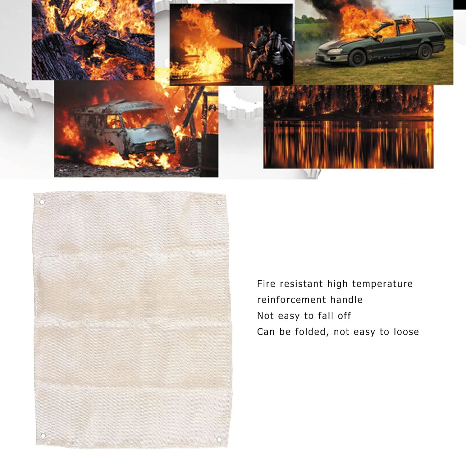 پتوی ضد حریق 60 در 81 سانتی متر، پتوی ایمنی آتش نشانی از جنس الیاف شیشه ای، پتوی محافظ مقاوم در برابر حرارت بالا و ضد شعله اضطراری